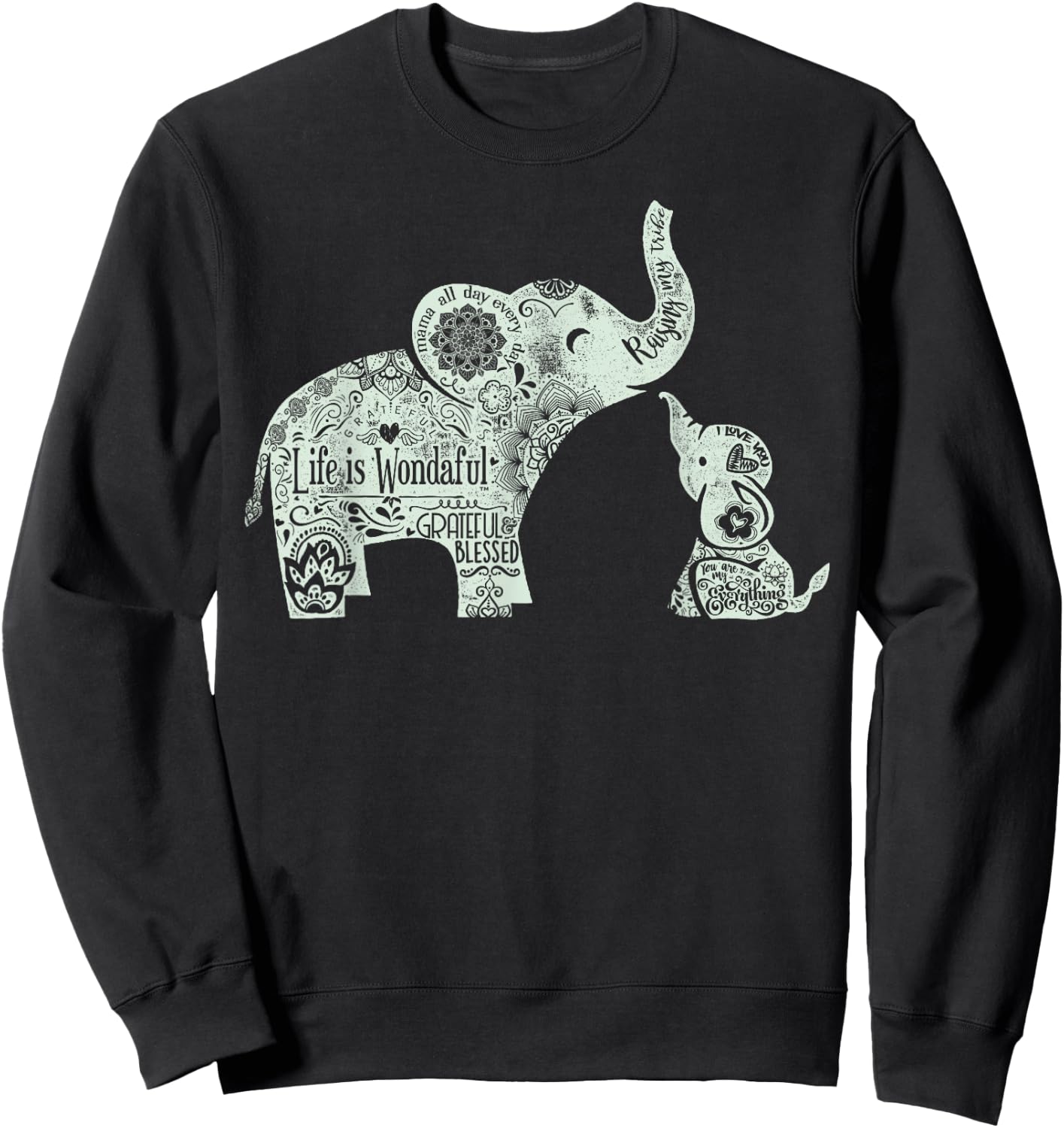 Mama and Baby Elephants Shirt Sweatshirt - Sweatshirt | Black