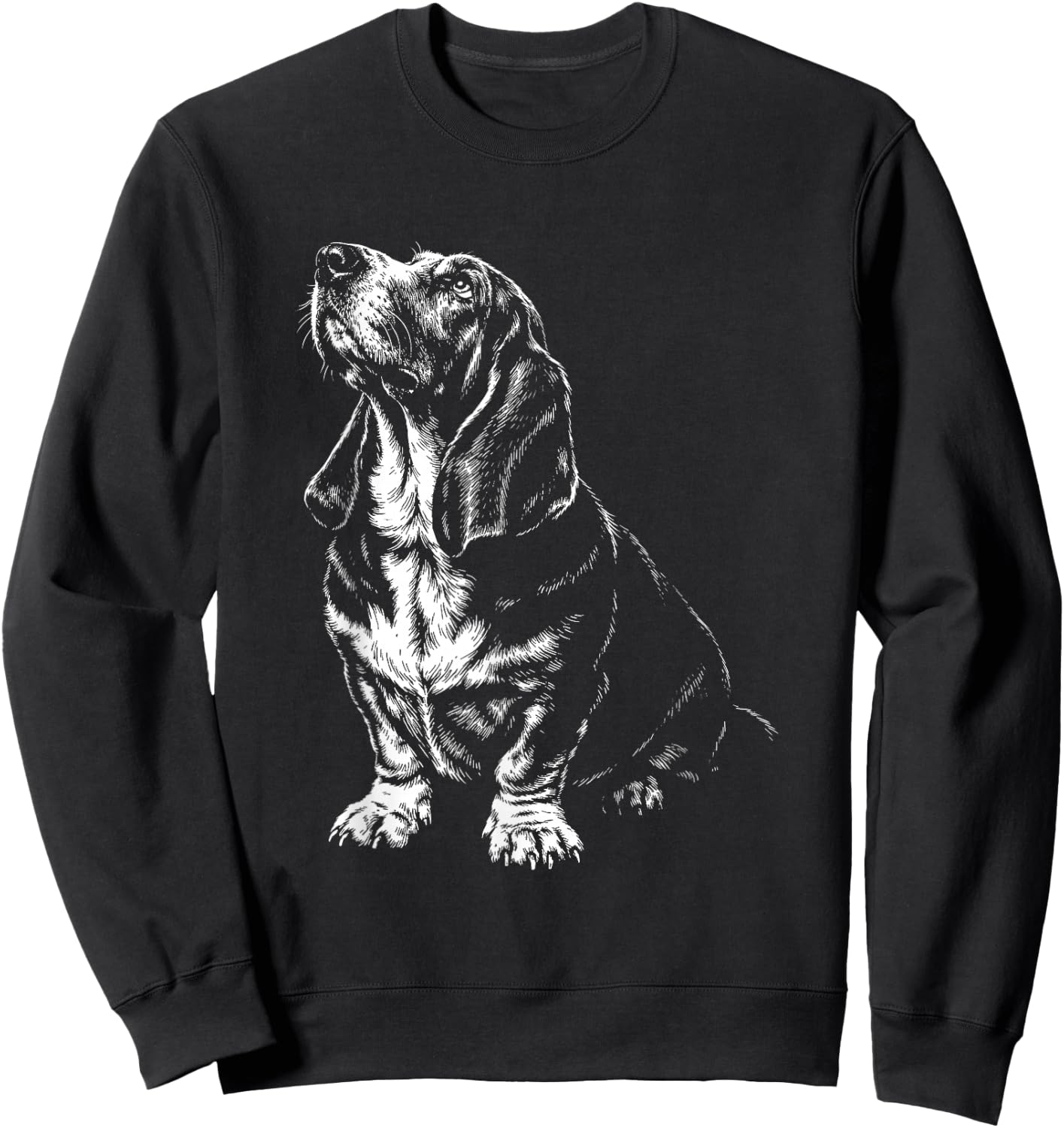 Basset Hound Portrait Minimalist Art Sweatshirt - Sweatshirt | Black