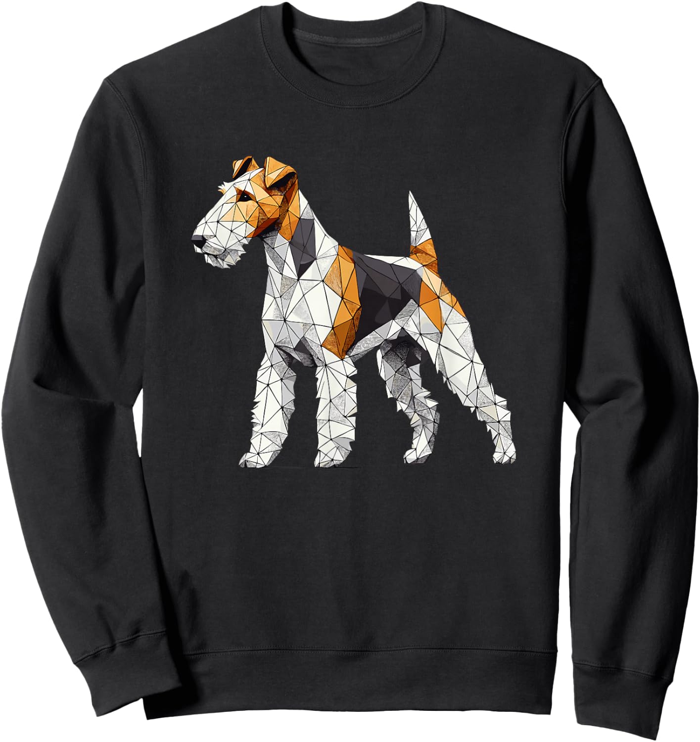 Geometric Art Wire Fox Terrier Wire Hair Fox Sweatshirt - Sweatshirt | Black