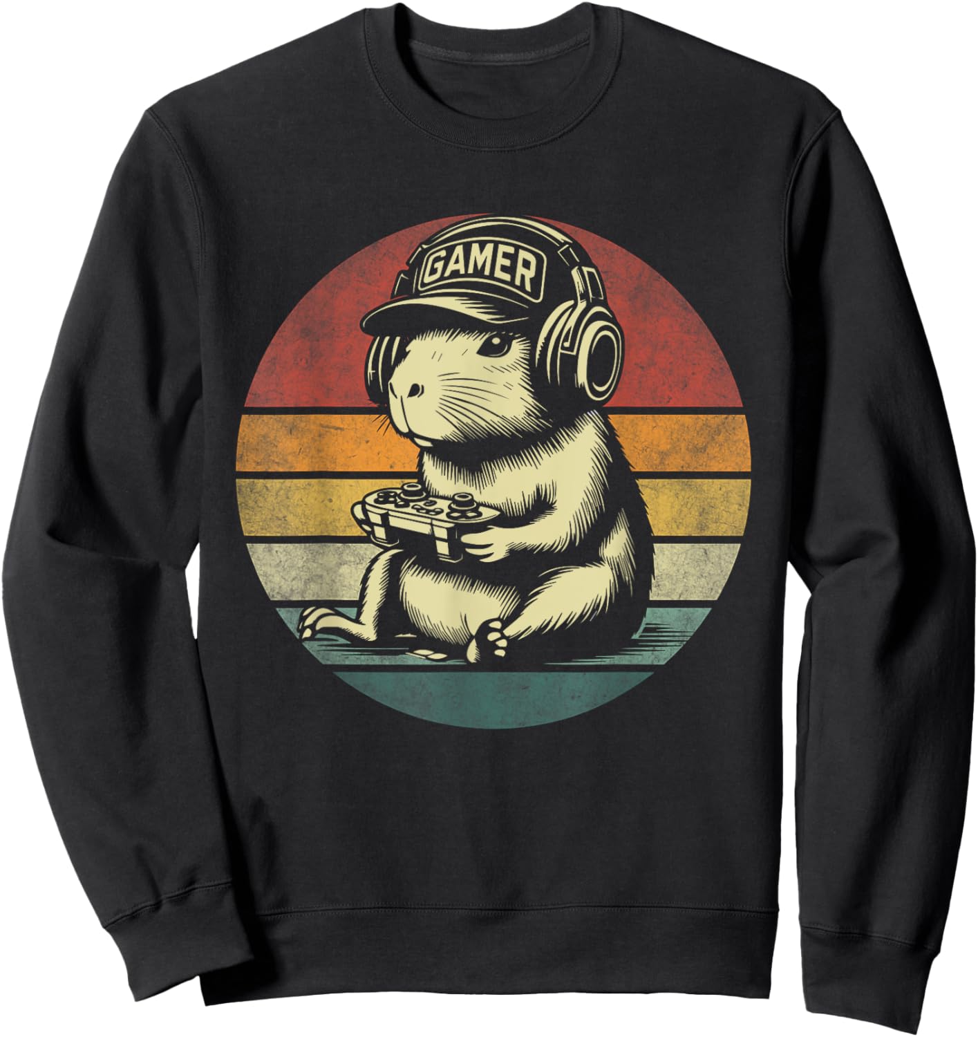 Funny Capybara Gaming Retro Rodent Capybara Video Games Sweatshirt - Sweatshirt | Black