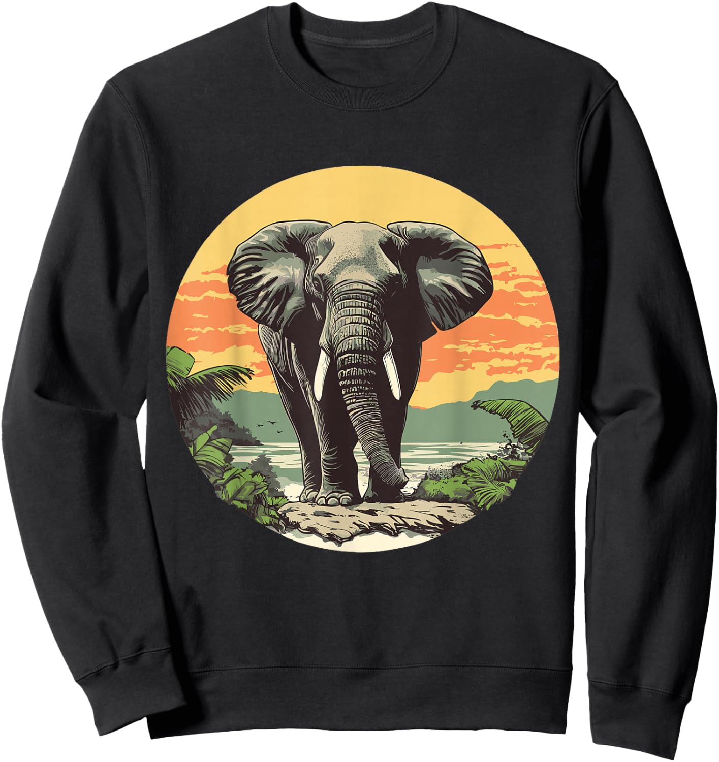 Elephant in Nature, Elephant Sweatshirt - Sweatshirt | Black