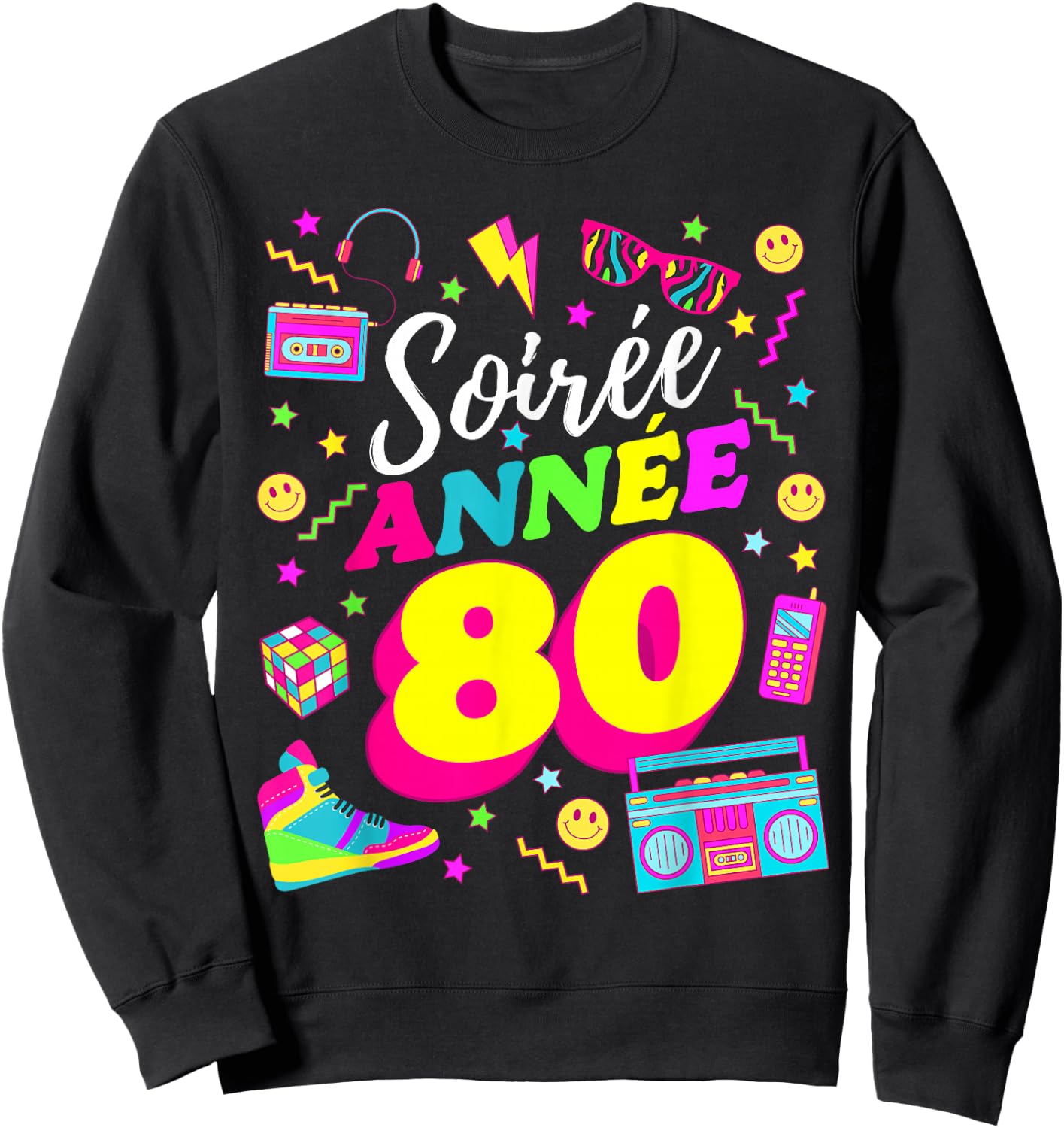 Party 80s Birthday Party 80s Retro Style , Black, S Sweatshirt - Sweatshirt | Black