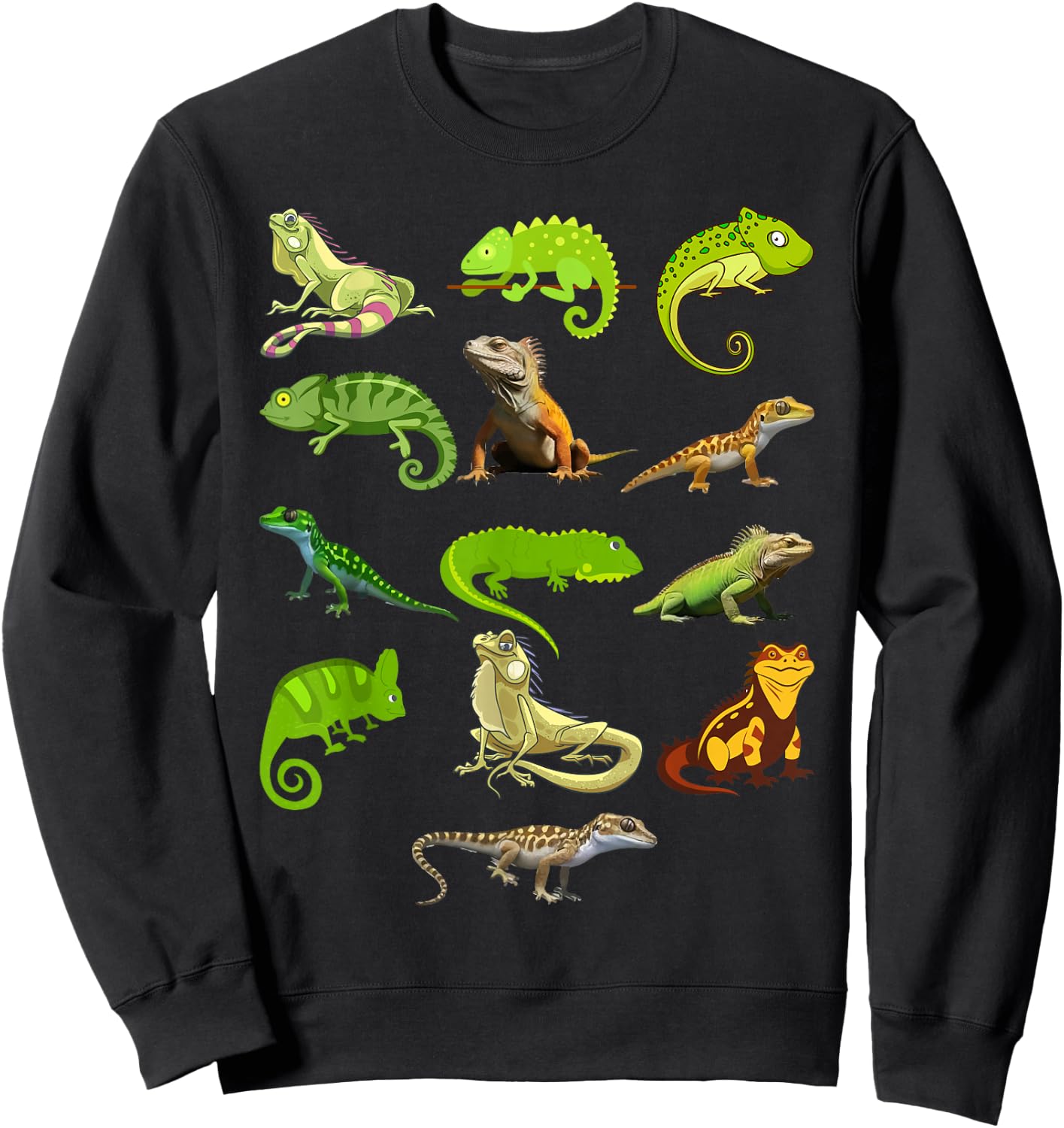 Kids Lizard Collage Bearded Dragon Sweatshirt - Sweatshirt | Black