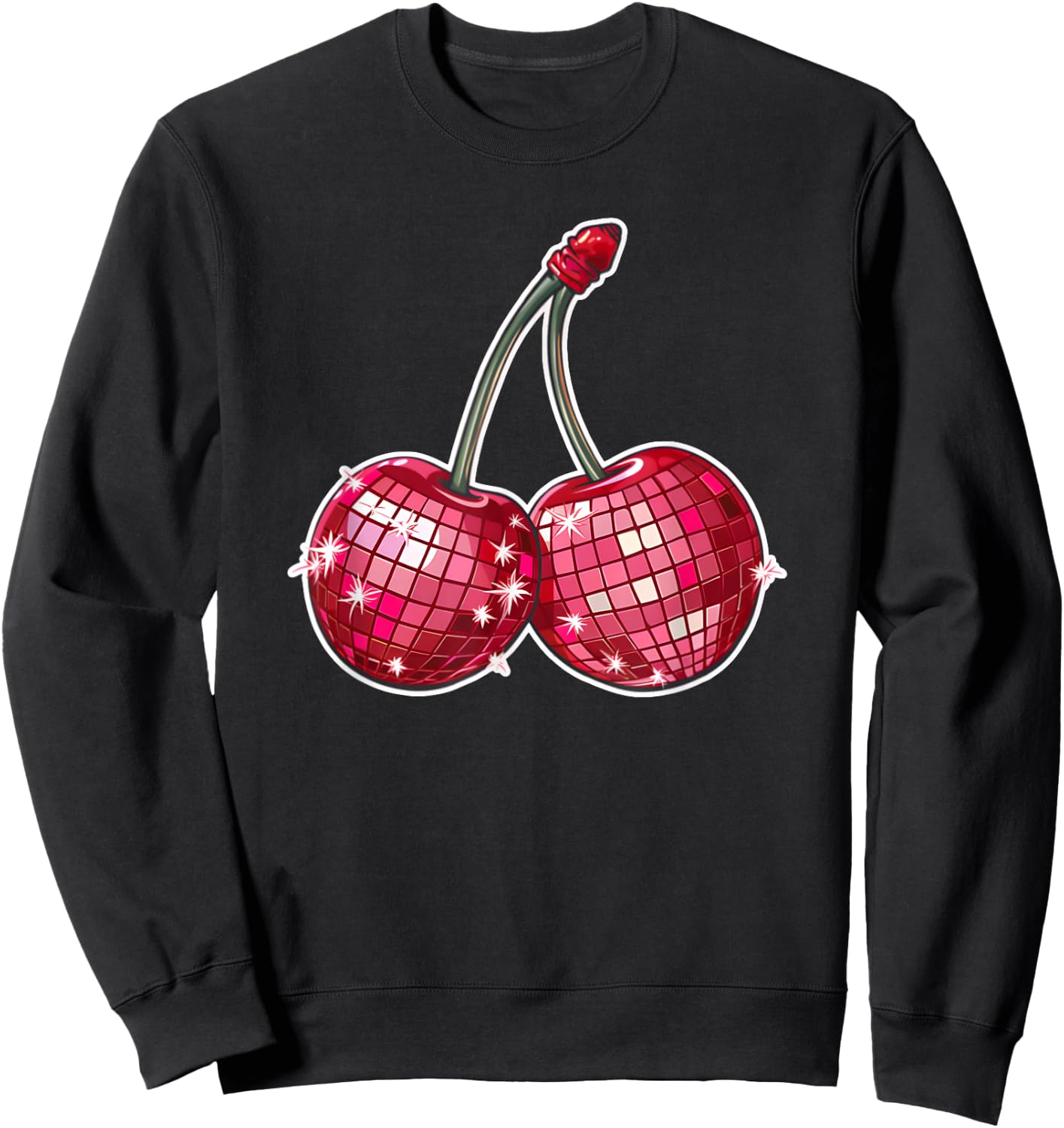 Red Disco Ball Cherries Cherry Sweatshirt - Sweatshirt | Black