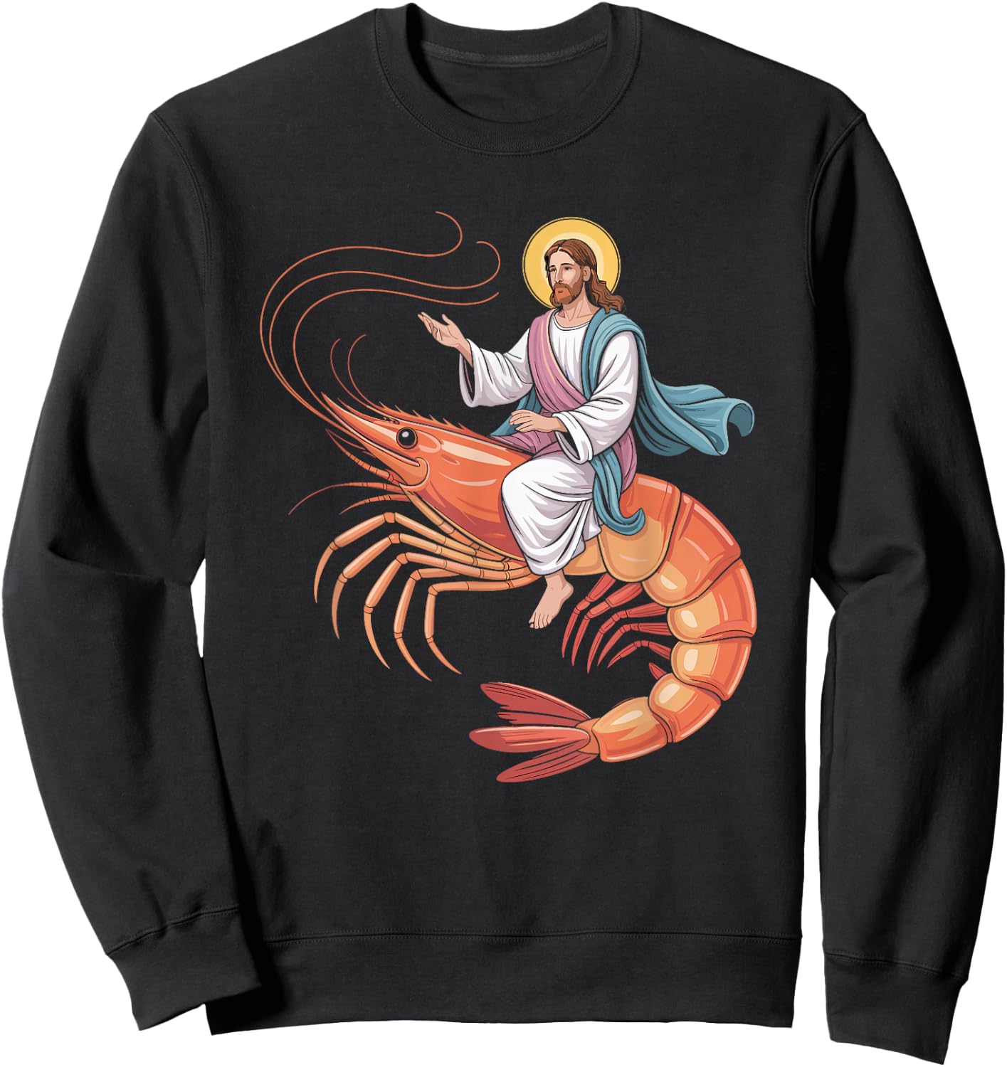 Holy Shrimp Meme Parody Design Sweatshirt - Sweatshirt | Black