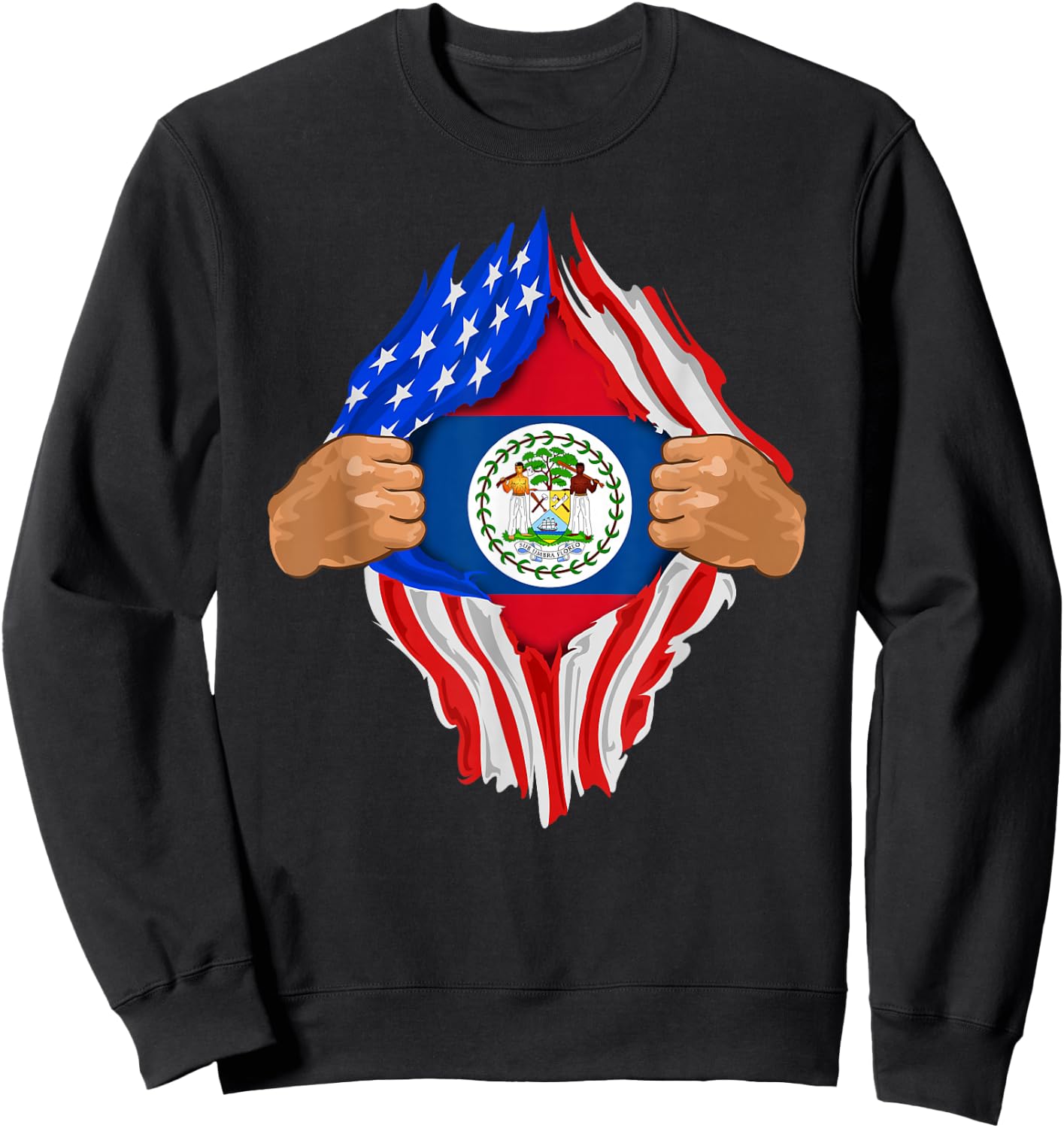 Belizean Blood Inside Me | Belize Flag Gift Sweatshirt - Sweatshirt | Black