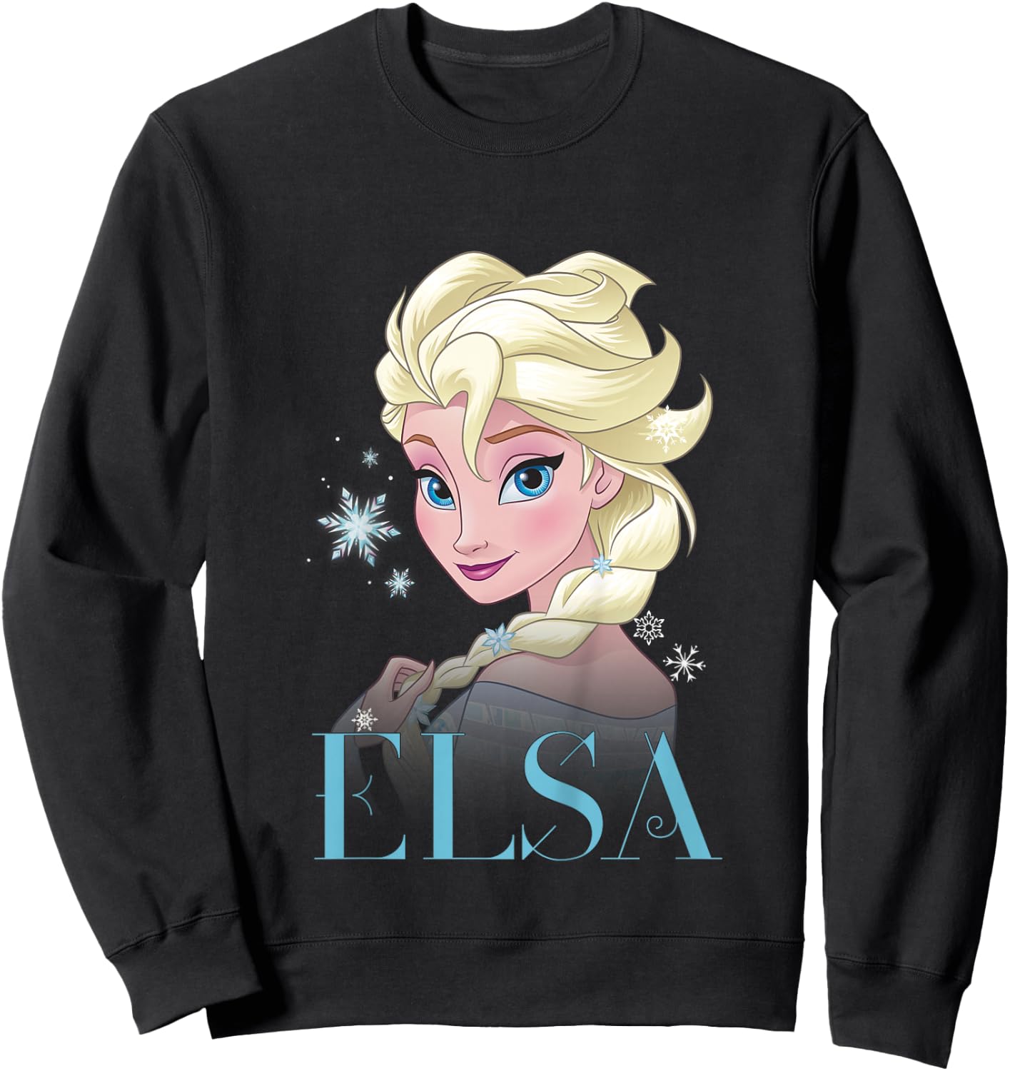 Children's Frozen Elsa Snowflake Portrait , White Sweatshirt - Sweatshirt | Black