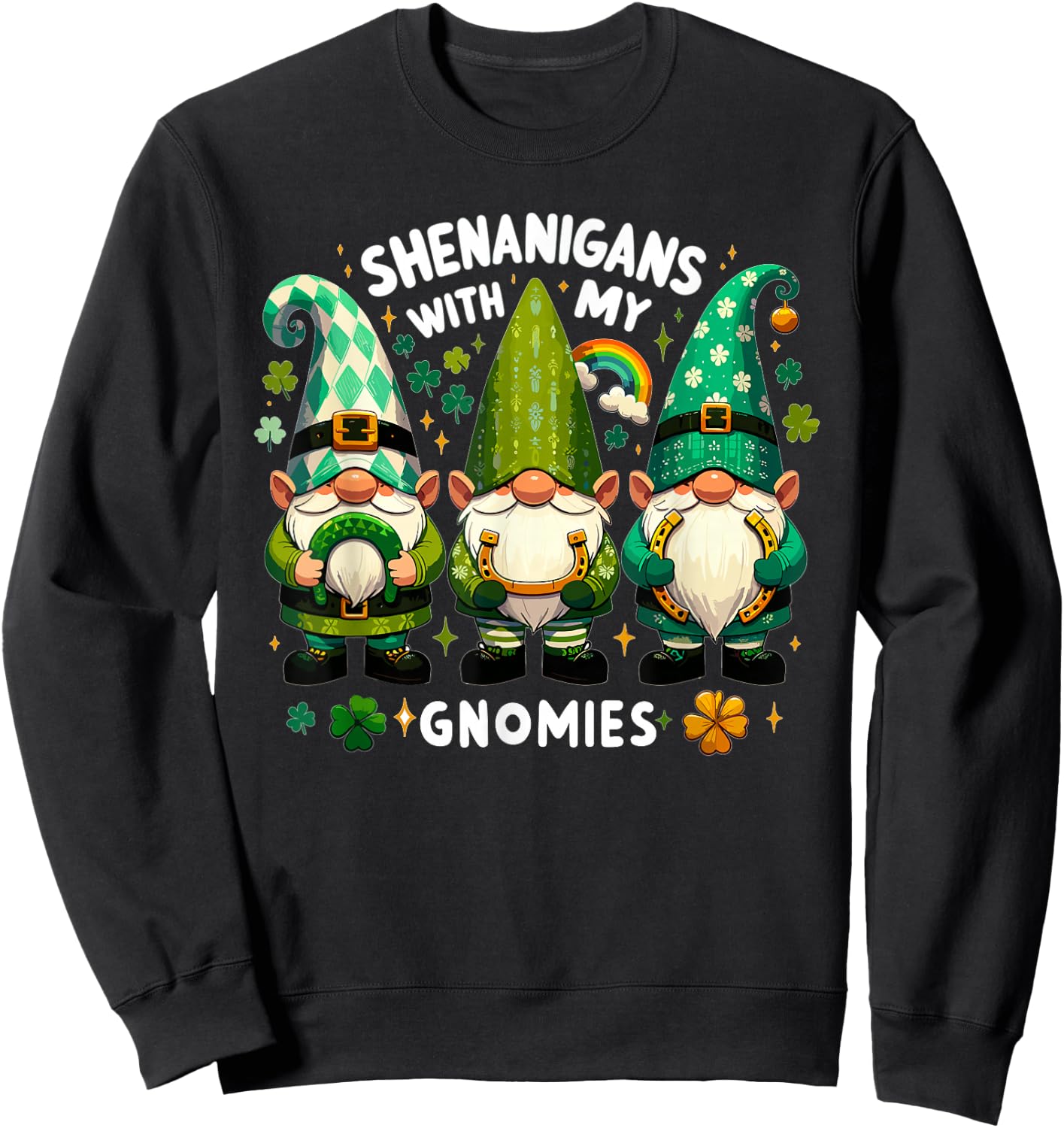 St Patricks Day Shirt Women - Shenanigans With My Gnomies Sweatshirt - Sweatshirt | Black