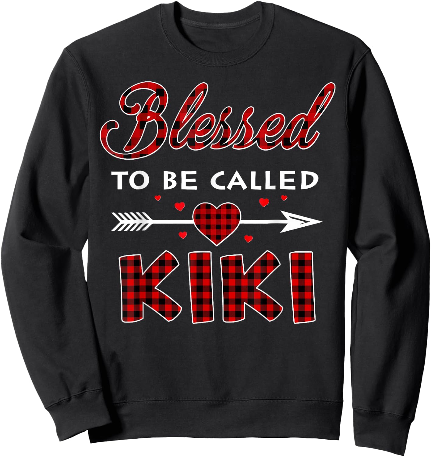 Blessed To Be Called Kiki Plaid Christmas Thanksgiving Sweatshirt - Sweatshirt | Black