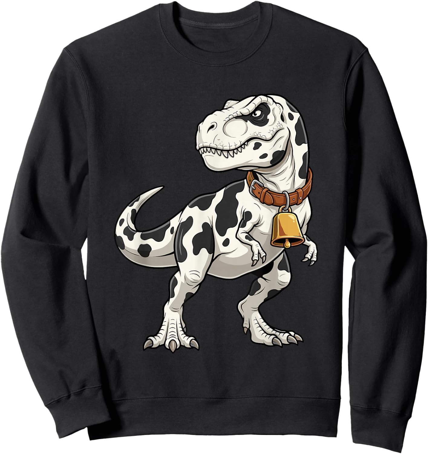 Funny Cow TRex Dinosaur Ironic Meme Cowbell Mashup Sweatshirt - Sweatshirt | Black