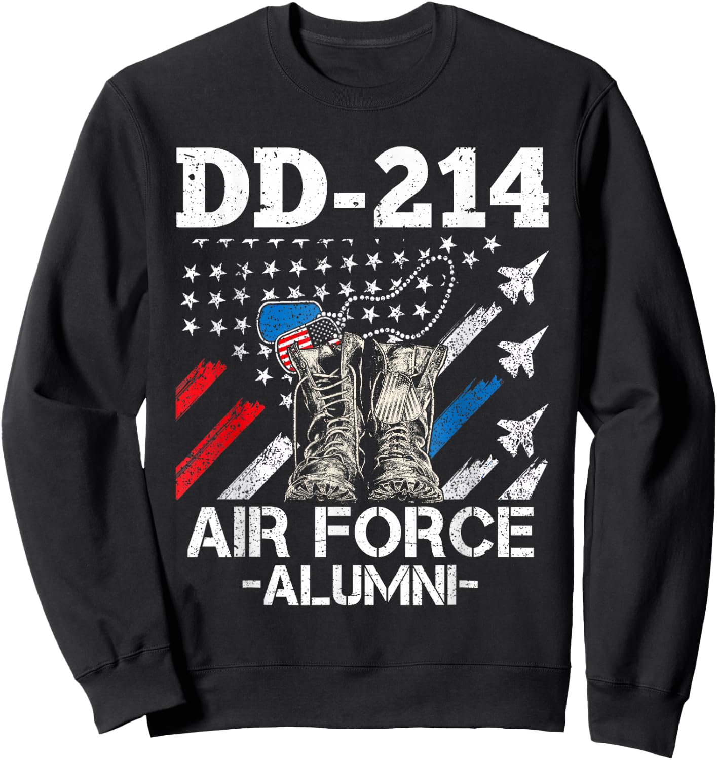 DD-214 Air Force Alumni | US Veteran Dad Grandpa USAF Proud Sweatshirt - Sweatshirt | Black