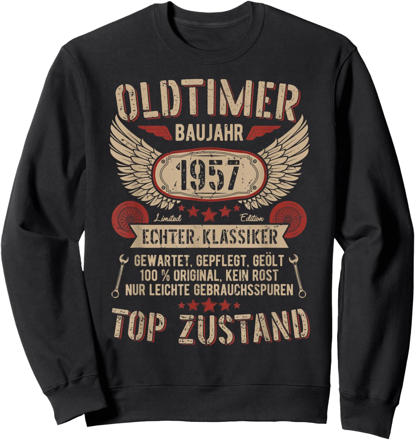 Oldtimer Baujahr 1957 Geboren Vintage Birthday Retro Sweatshirt - Sweatshirt | Black