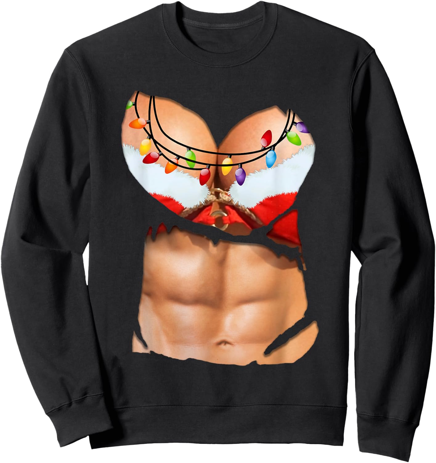 Fake Abs Shirt Funny Bikini Body Muscle Six Pack 3D Sweatshirt - Sweatshirt | Black