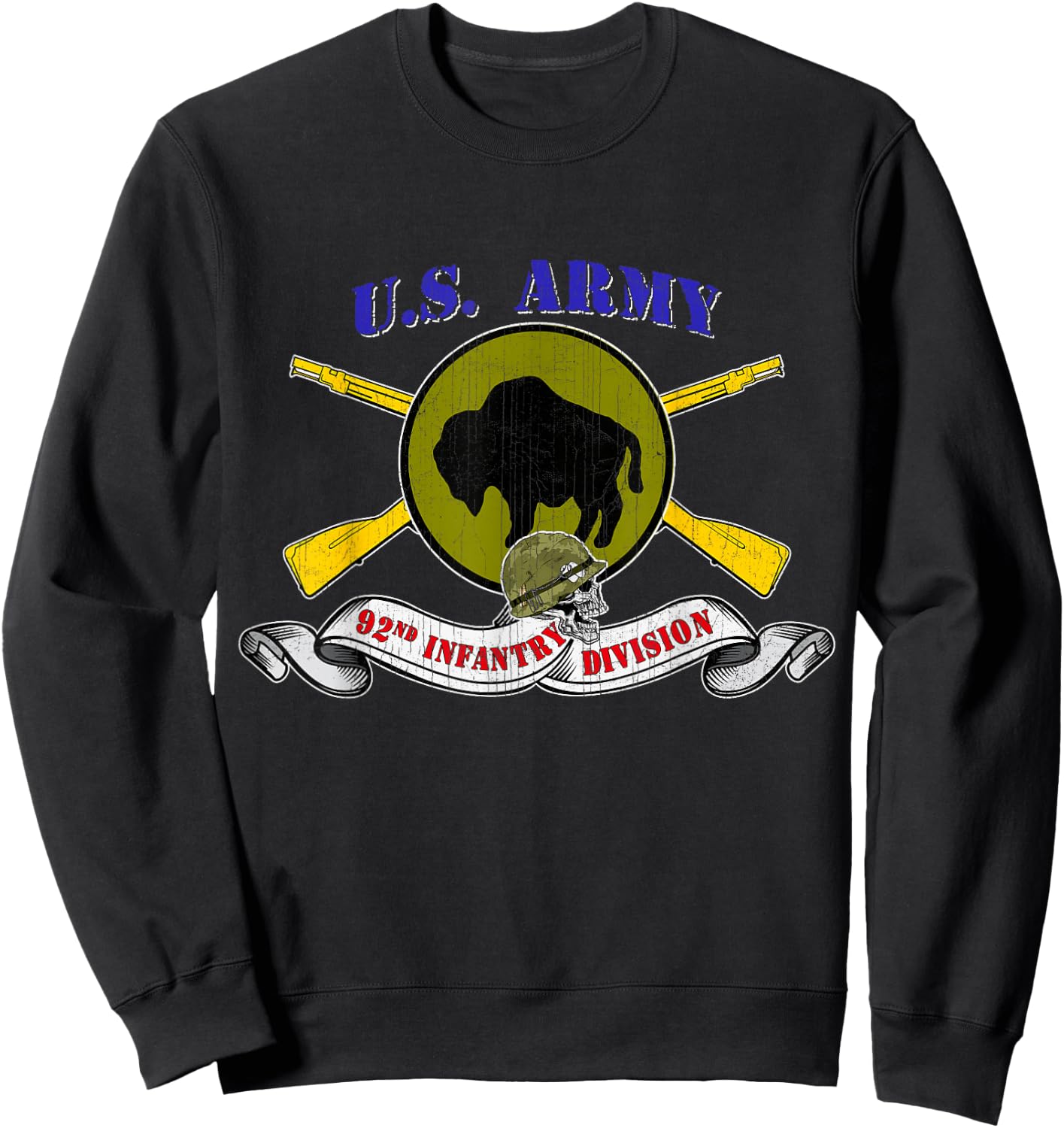 92nd Infantry Division 92nd ID Veteran Vintage Gifts Sweatshirt - Sweatshirt | Black