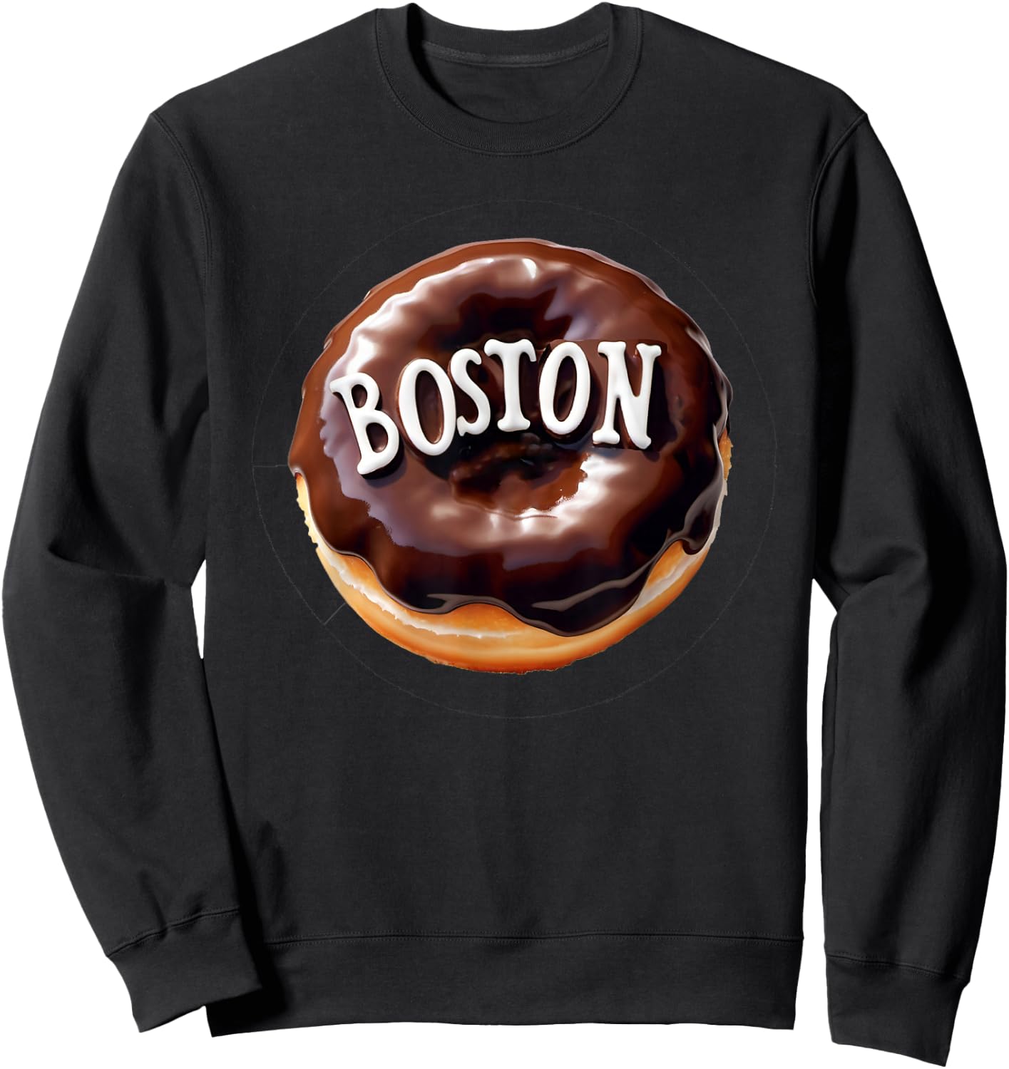 Boston Cream Donut with Text Sweatshirt - Sweatshirt | Black