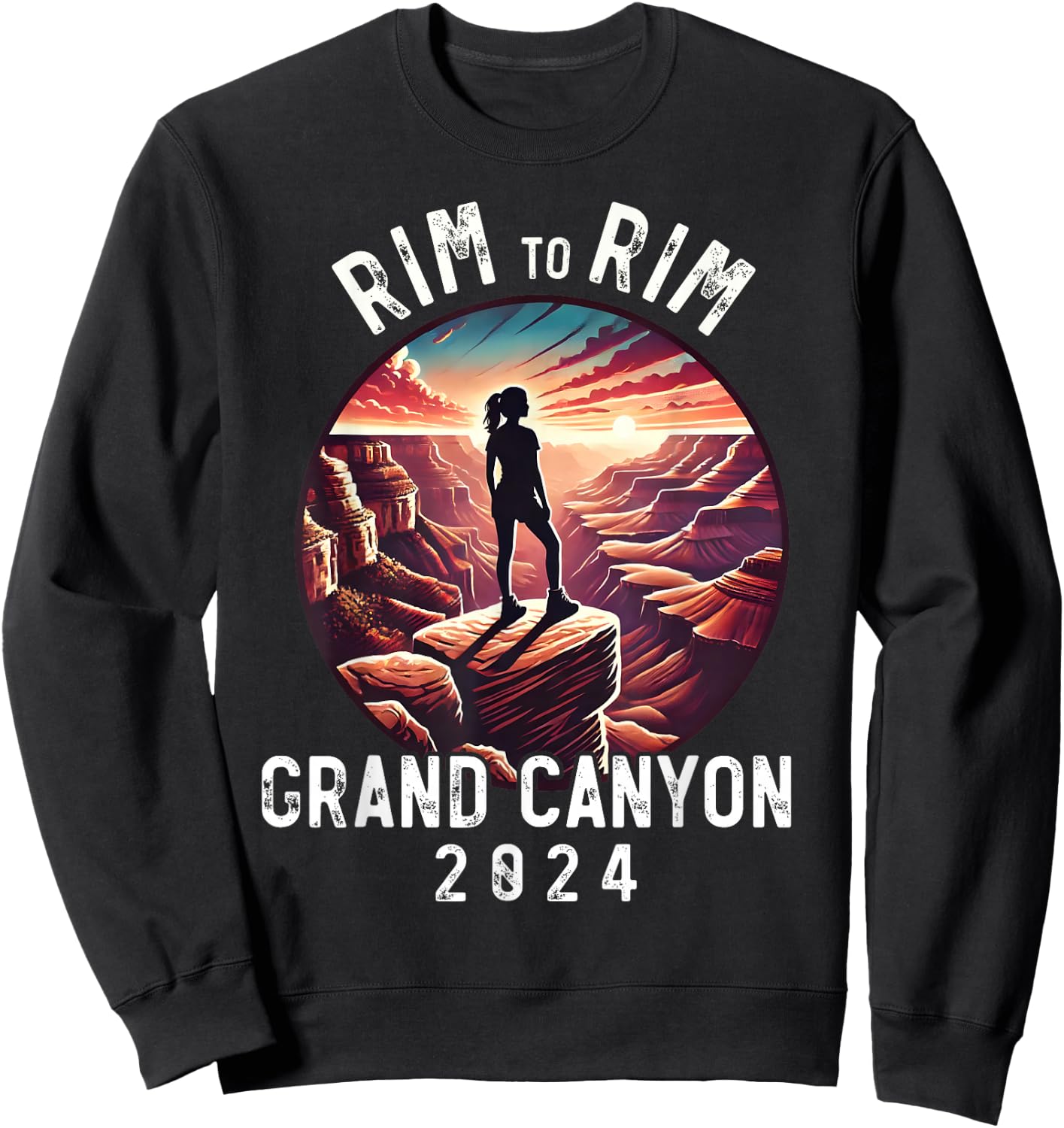Rim - Rim Grand Canyon, I Hiked The Grand Canyon 2024, Women Sweatshirt - Sweatshirt | Black
