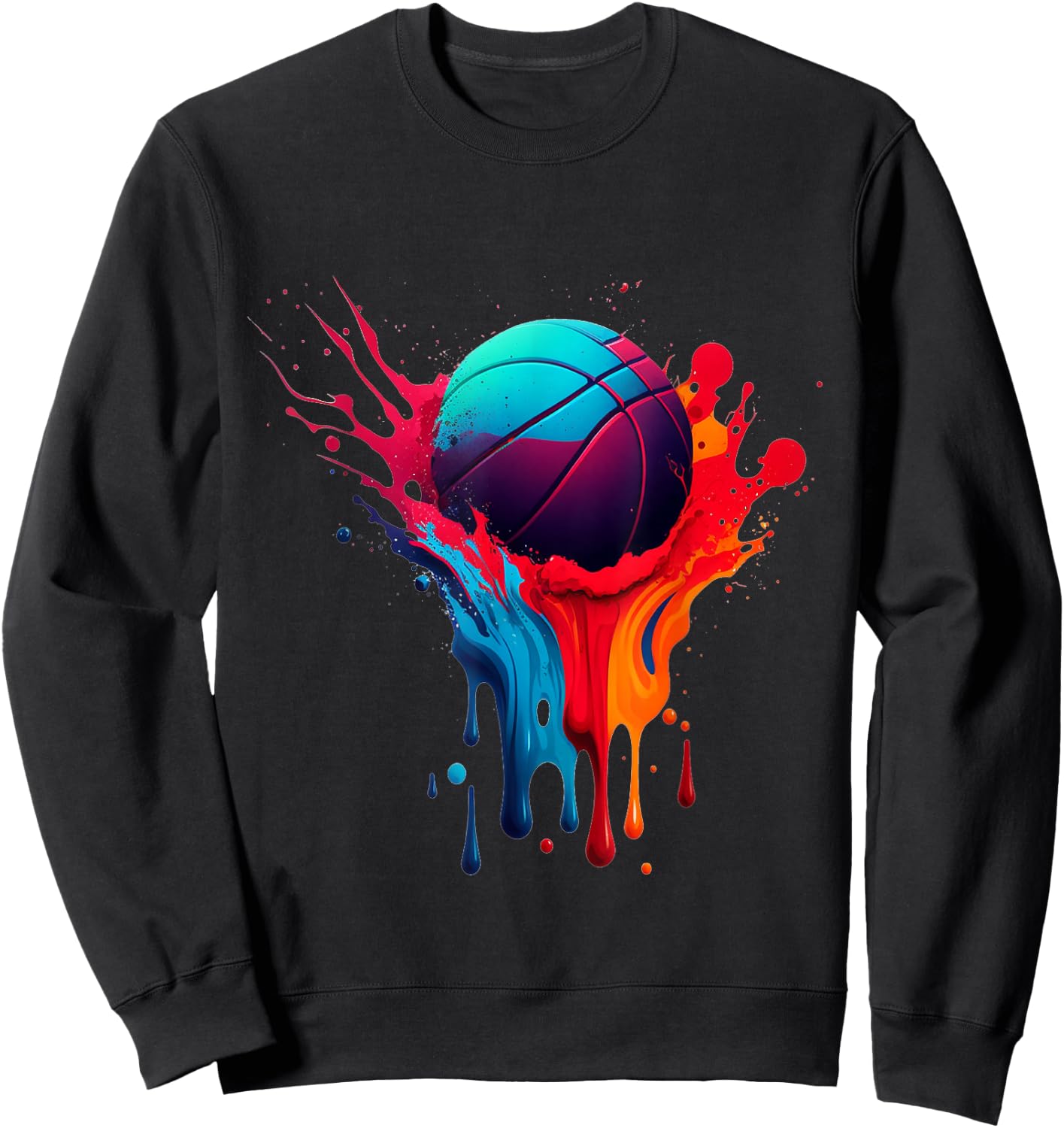 Basketball Splash Basketball Splatter Paint Bball Player Sweatshirt - Sweatshirt | Black