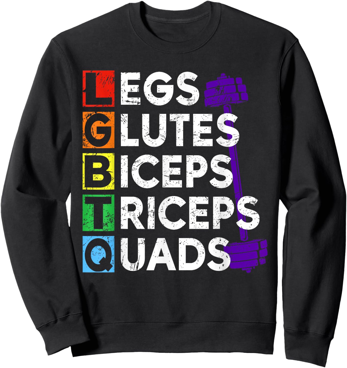 Retro Legs Glutes Biceps Triceps Quads Gym Lover LGBTQ Pride Sweatshirt - Sweatshirt | Black