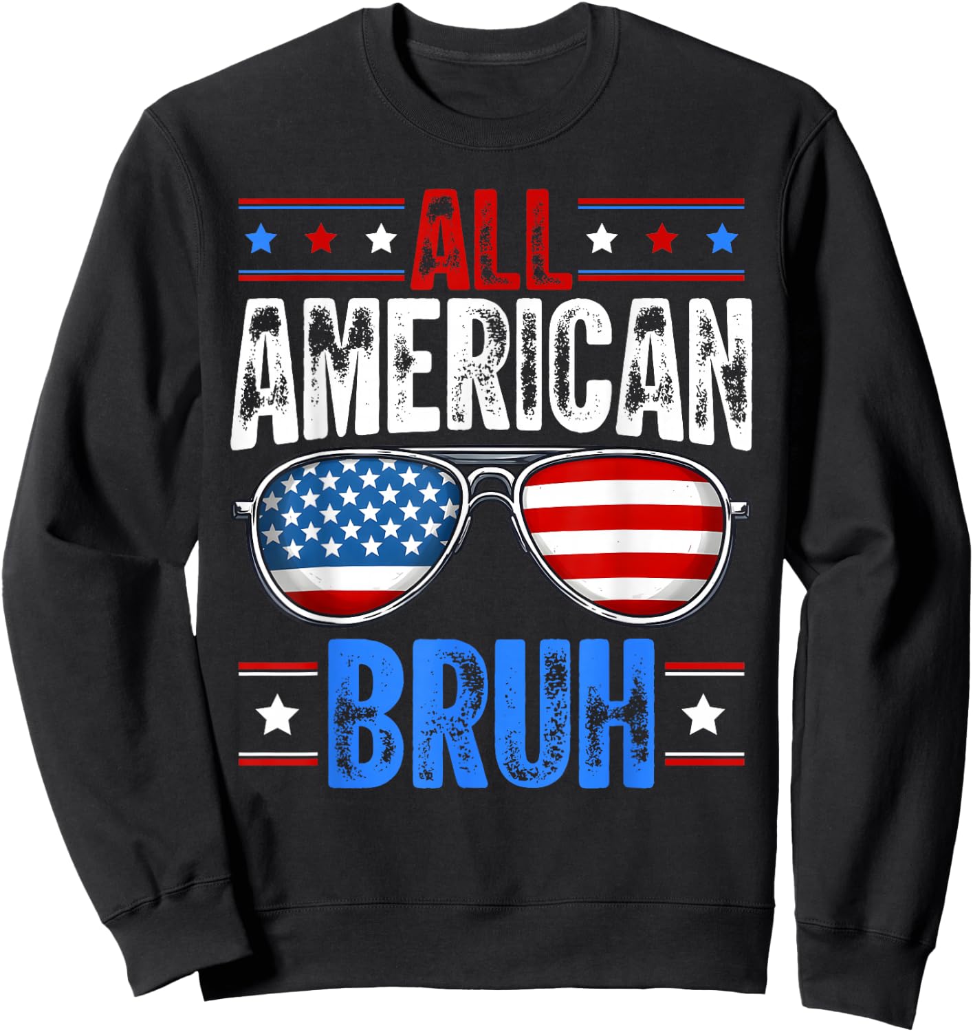 4th of July All American Bruh Patriotic Boys Kids Sweatshirt - Sweatshirt | Black
