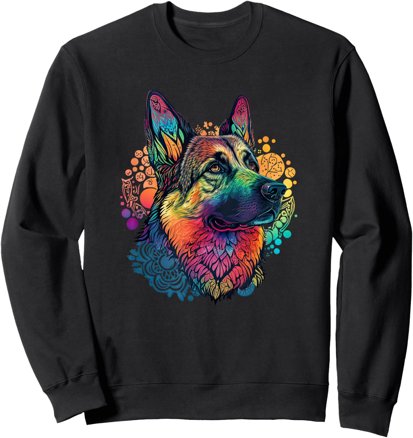 Funny German shepherd Dog Hippie Mandala Sweatshirt - Sweatshirt | Black