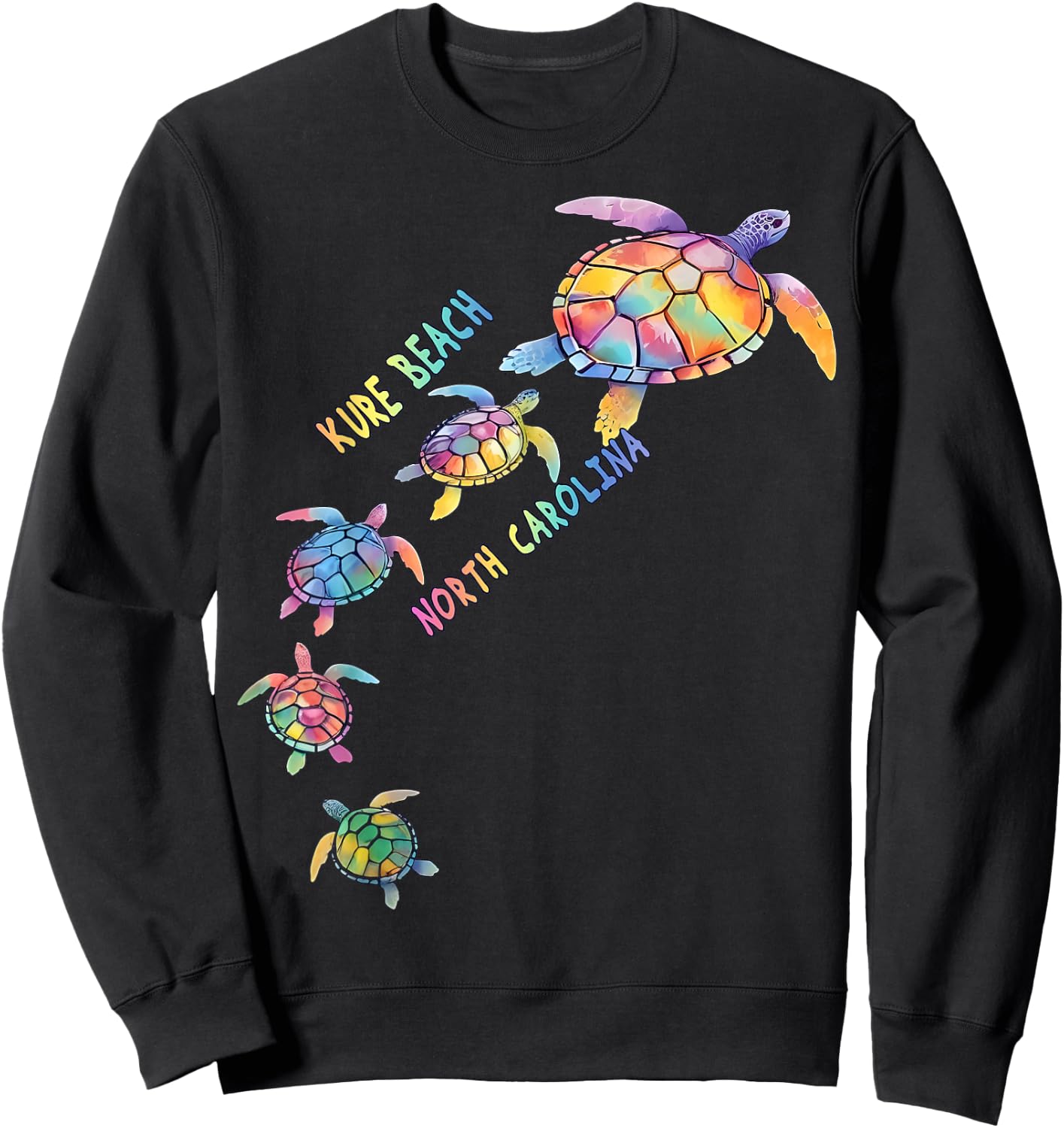 Kure Beach North Carolina Sea Turtle Lover Vacation Women Kids Sweatshirt - Sweatshirt | Black