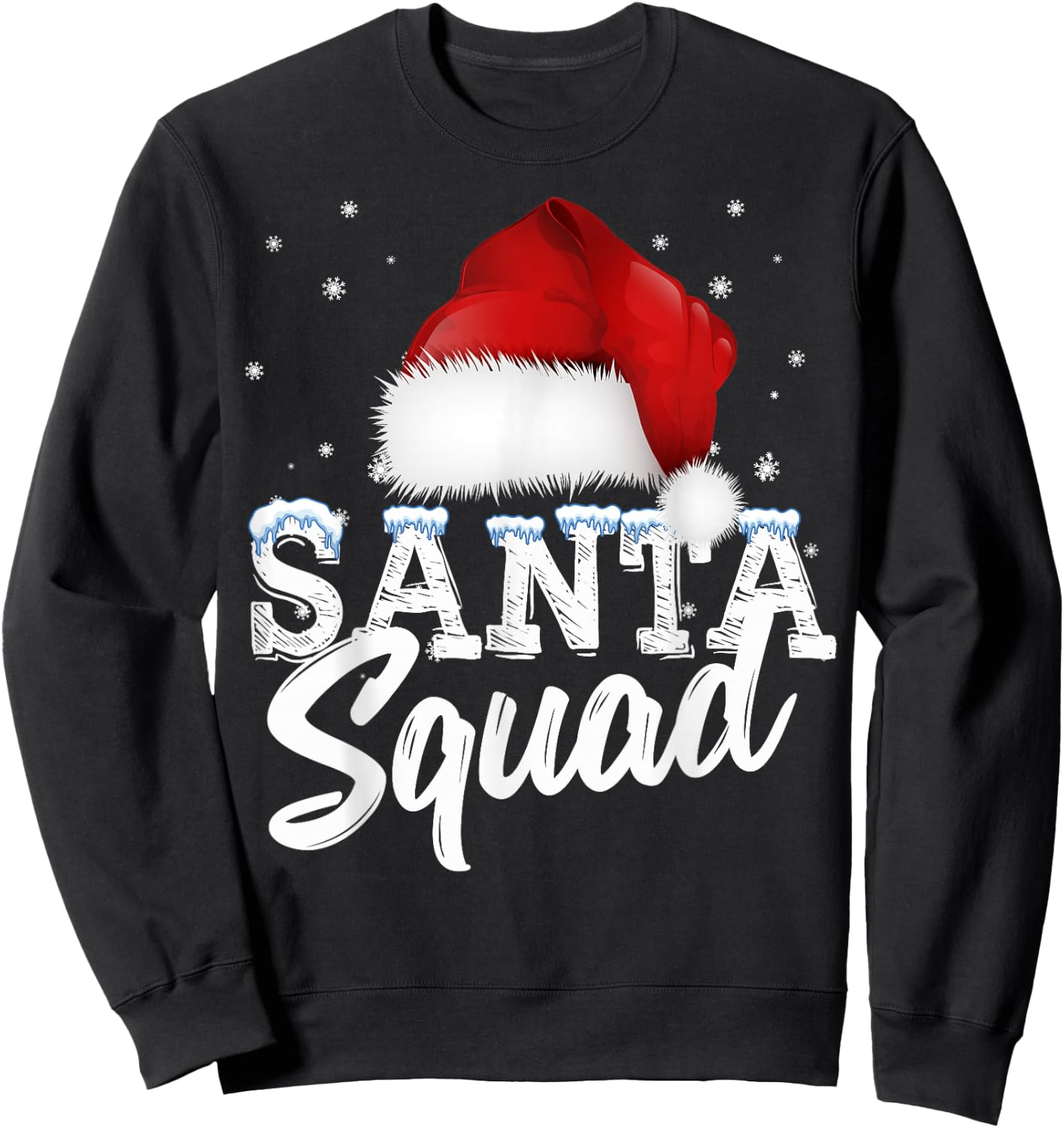Team Christmas Santa Squad Family Matching Christmas Tree Sweatshirt - Sweatshirt | Black