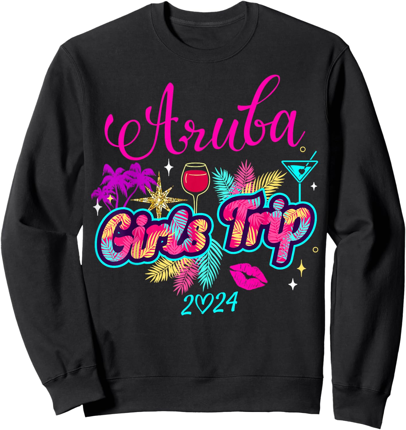 Girls Trip Aruba 2024 Shirt Girls Weekend Birthday Squad Sweatshirt - Sweatshirt | Black