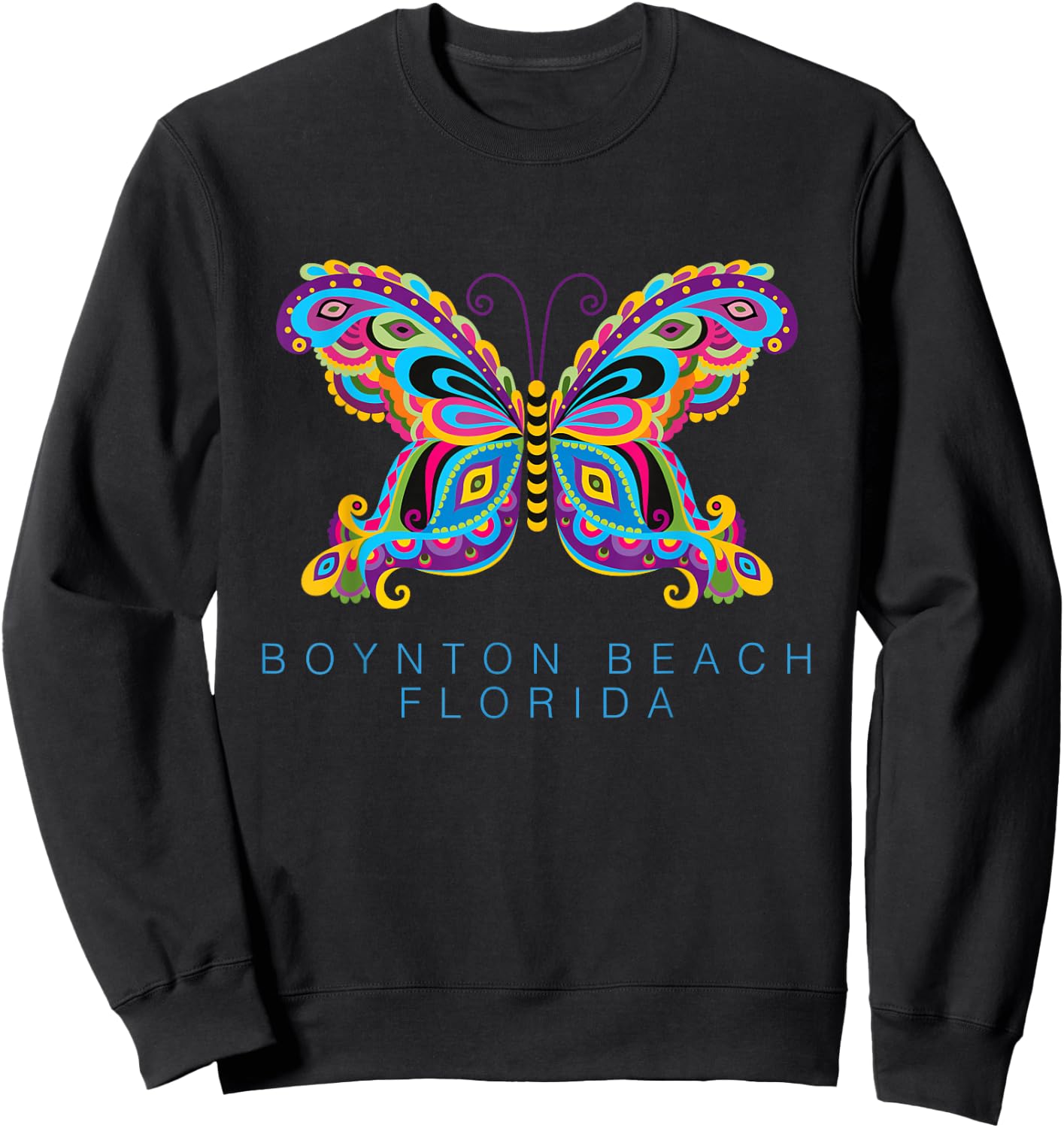 Boynton Beach Florida Souvenir Butterfly Graphic Sweatshirt - Sweatshirt | Black