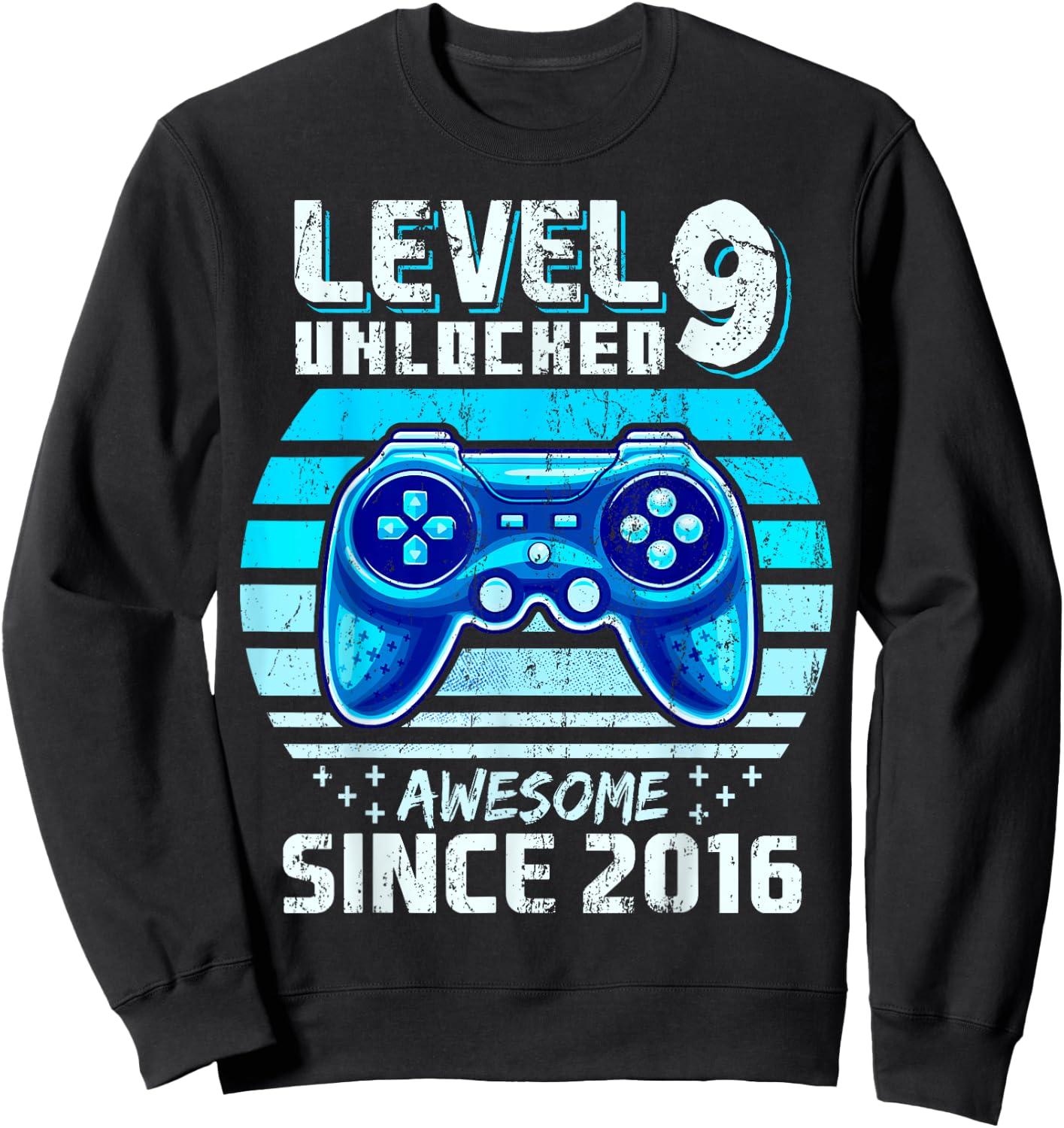 9th Birthday Boy Level 9 Gamer 9 Year Video Game Party Sweatshirt - Sweatshirt | Black