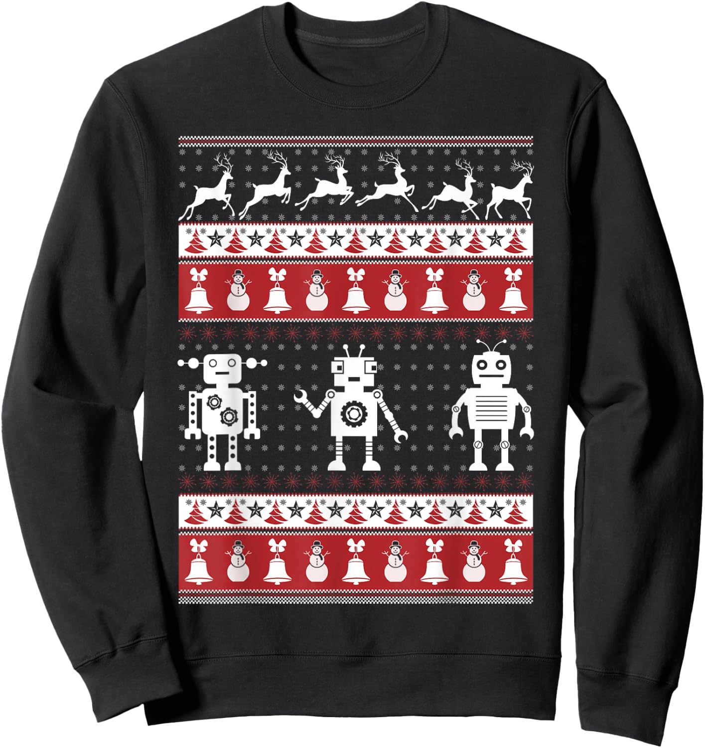 Robots Ugly Christmas Sweater Xmas T Shirts Sweatshirt - Sweatshirt | Black