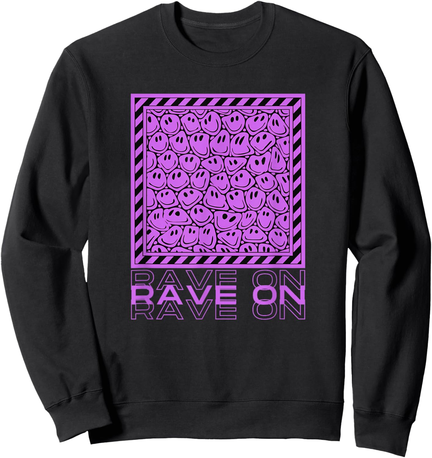 Skull Rave 90s Clothing Men | EDM Merch Sweatshirt - Sweatshirt | Black