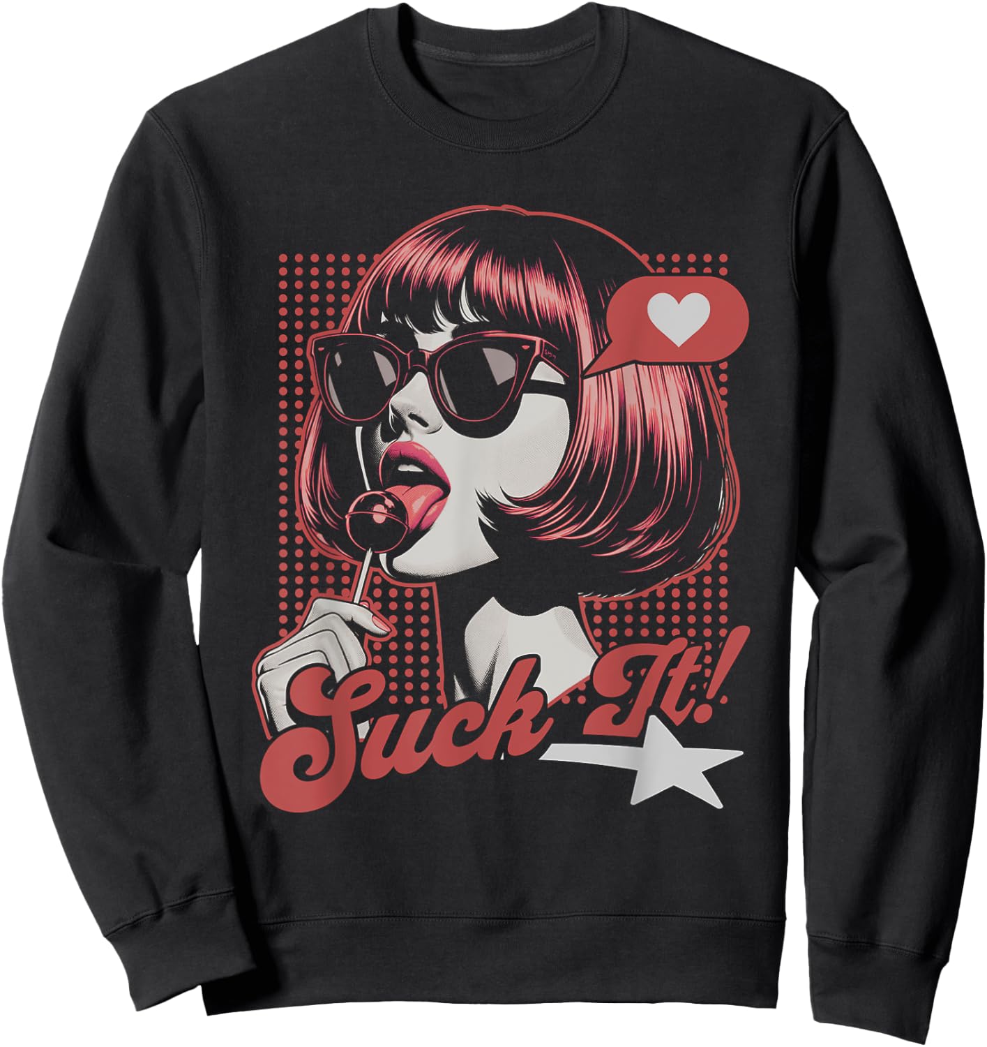 Funny Retro Pop Art Graphic Novelty Sweatshirt - Sweatshirt | Black