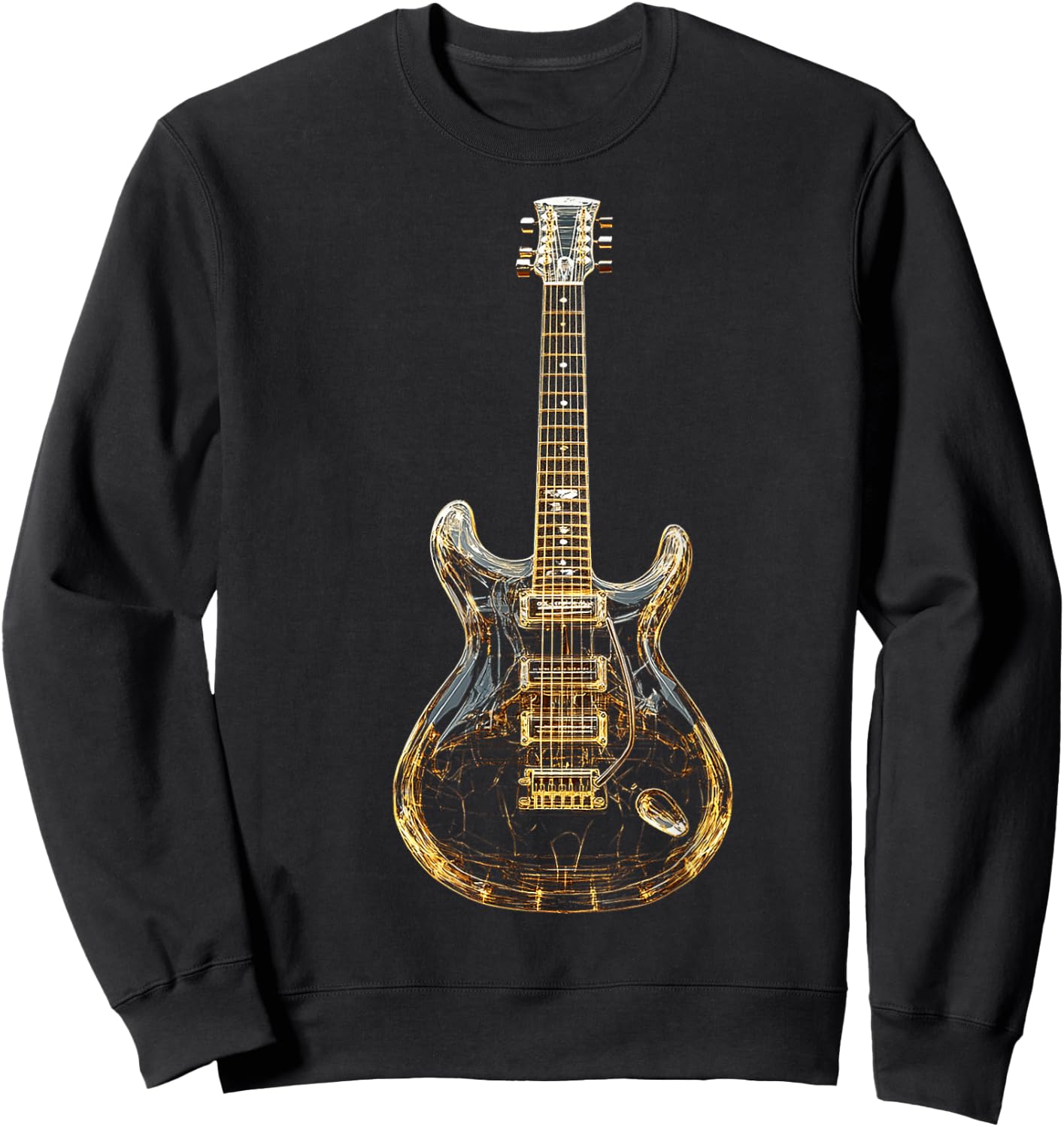 Guitar Musical Instrument Pattern Illustration Guitar , Black, S Sweatshirt - Sweatshirt | Black