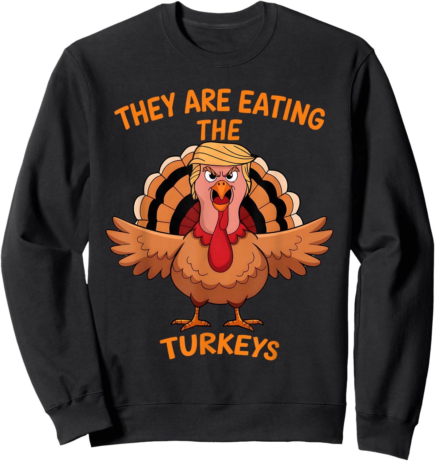 Funny Thanksgiving Turkey - -Adults, Black, Small, Short Sleeve, Classic Fit, Cotton Sweatshirt - Sweatshirt | Black