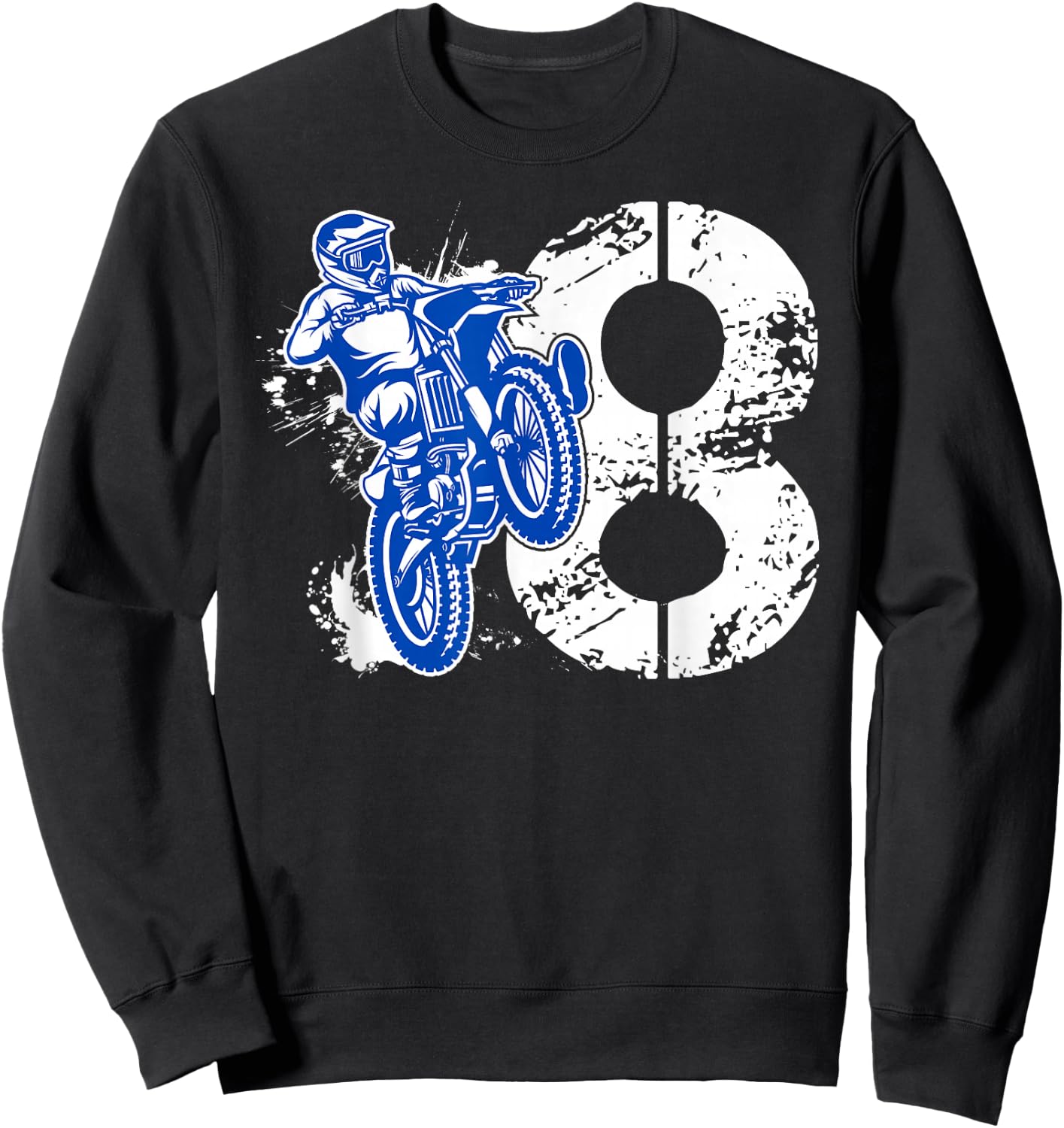 8th Birthday Party Dirt Bike Boy 8 Year Old Dirt Biker Sweatshirt - Sweatshirt | Black