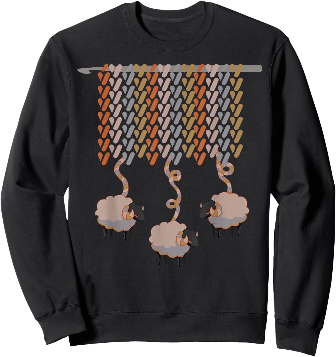 Knitting Crocheting Sheep Knitter Yarn Needle Crocheter Sweatshirt - Sweatshirt | Black