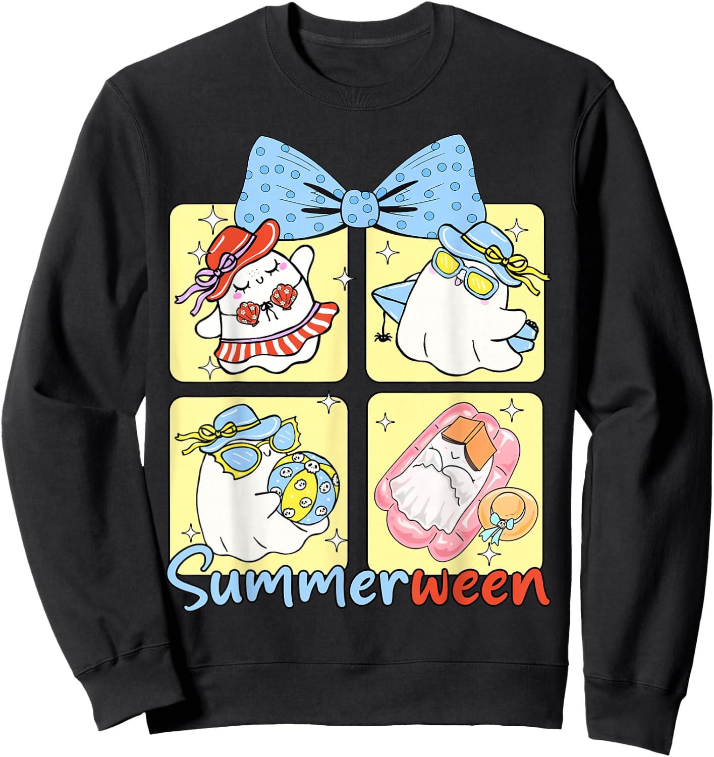 Funny Summerween Vibes Boo Spooky Vacation Sweatshirt - Sweatshirt | Black