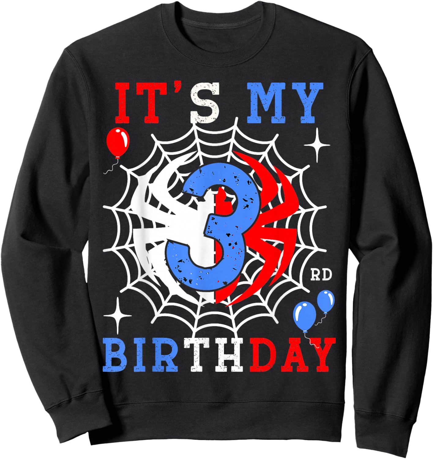 3rd Birthday Spider-Theme 3rd Birthday Spider Web Kids Boys Sweatshirt - Sweatshirt | Black