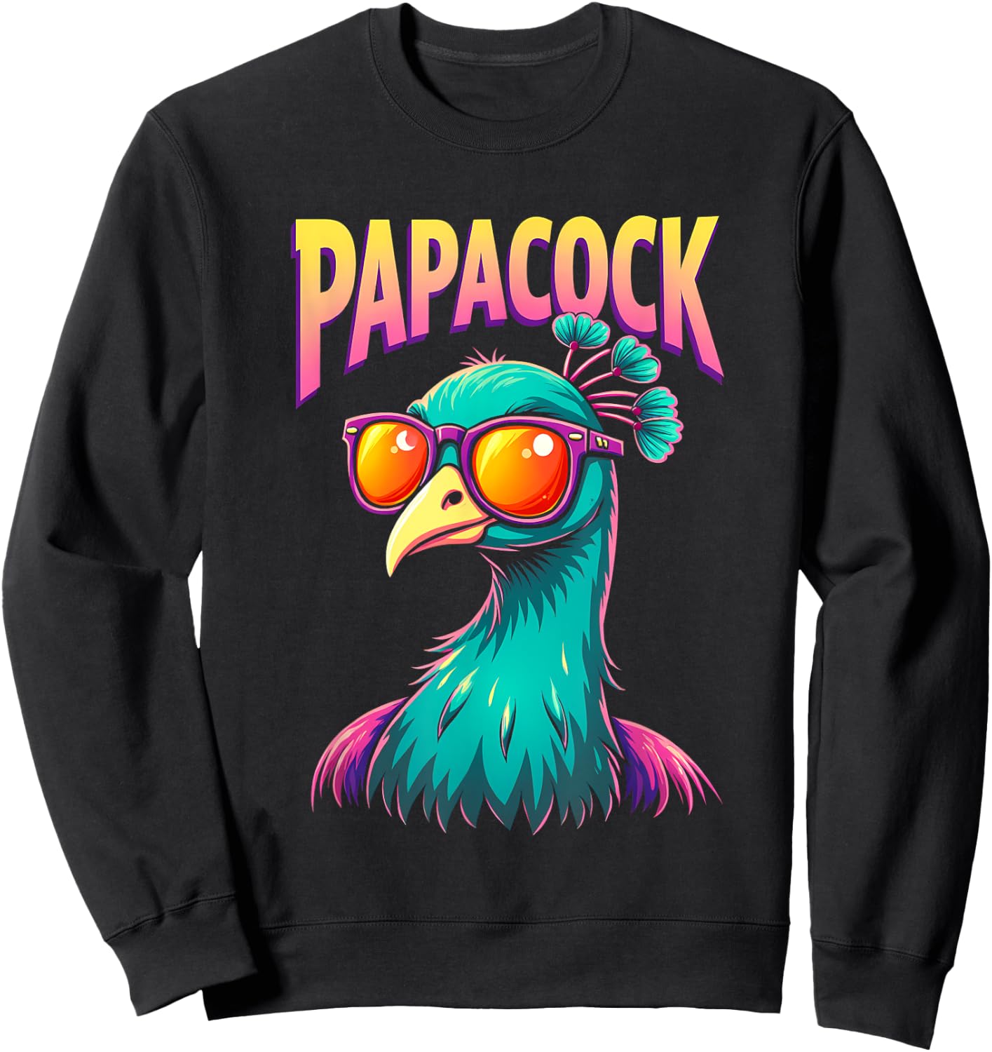 Papacock Father's Day Best Dad Peacock Sweatshirt - Sweatshirt | Black