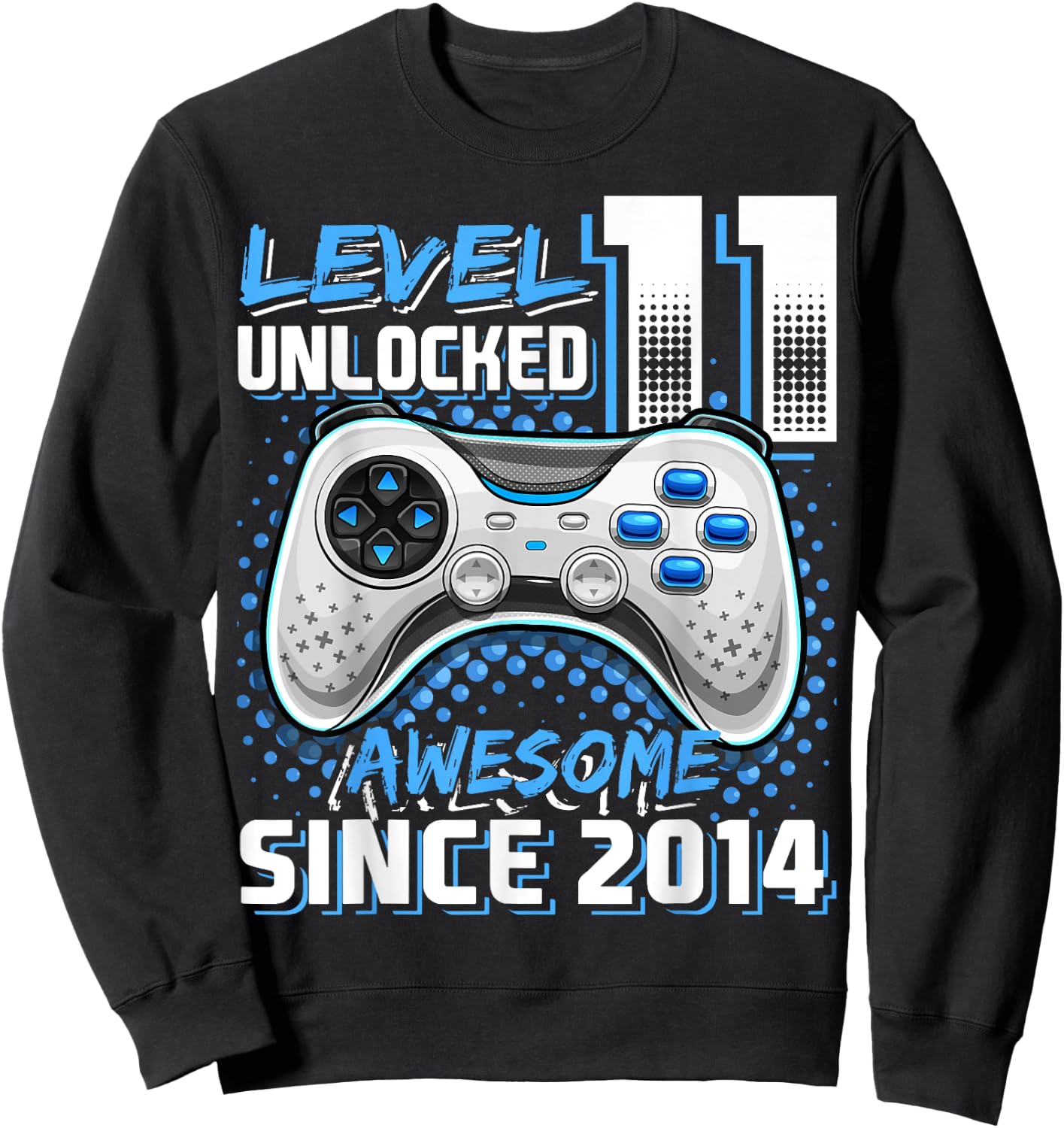 11th Birthday Boy Level 11 Gamer 11 Year Video Game Party Sweatshirt - Sweatshirt | Black
