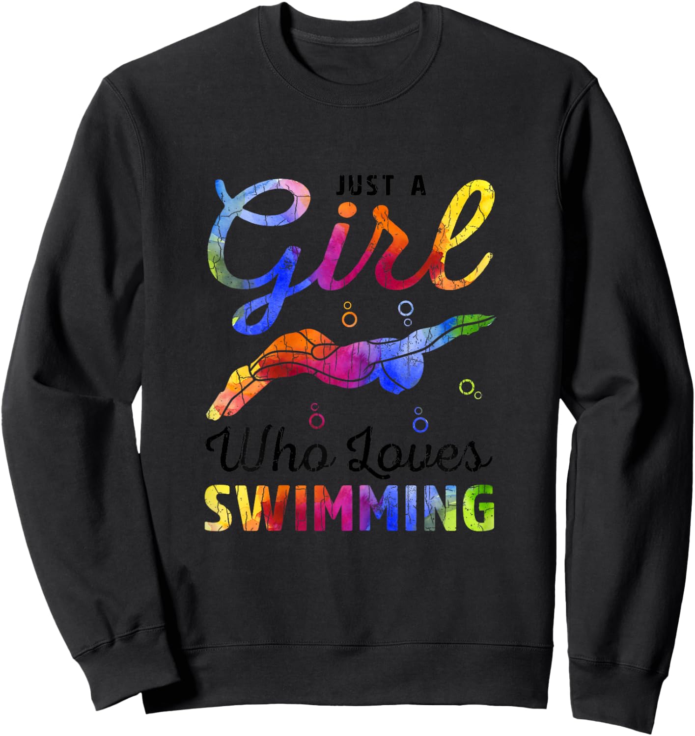 Just A Girl Who Loves Swimming Funny Swimmer Player Graphic Sweatshirt - Sweatshirt | Black
