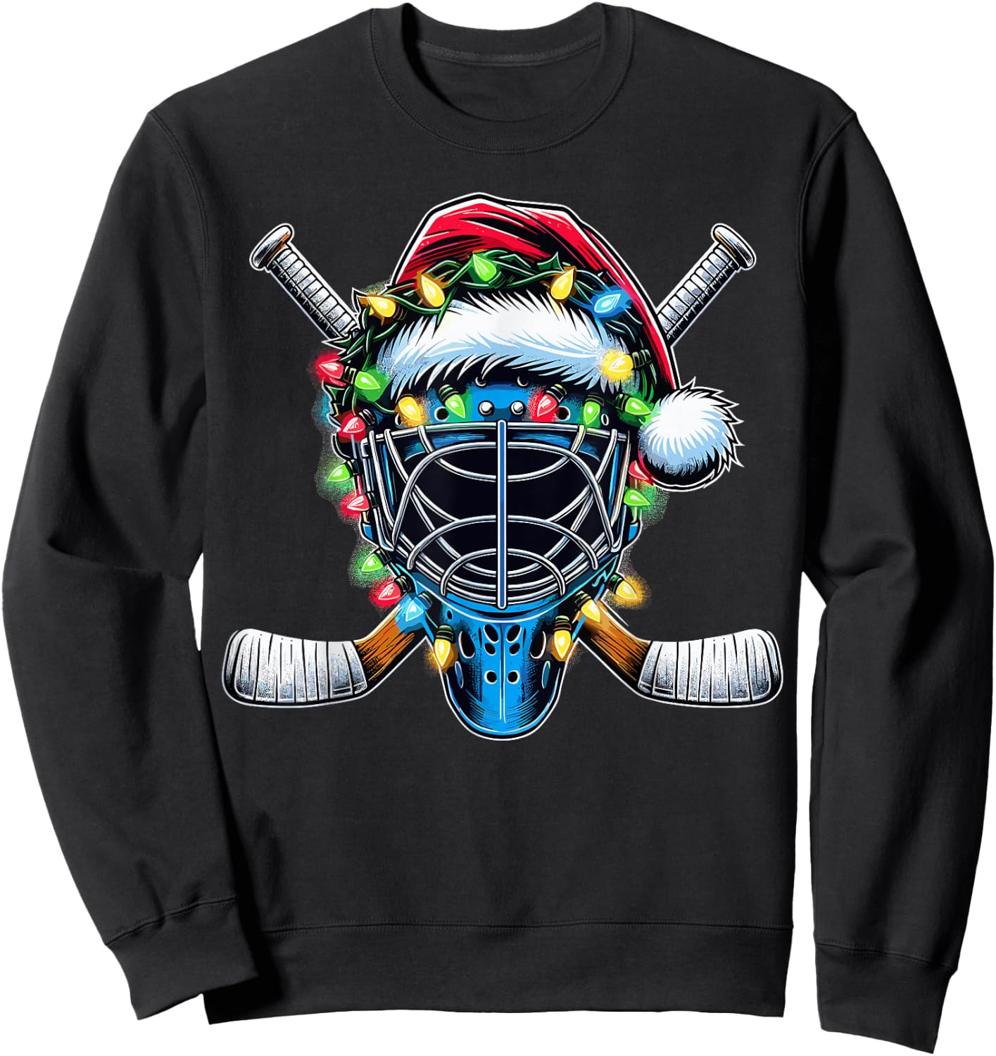 Santa Christmas Hockey Player Sweatshirt - Sweatshirt | Black