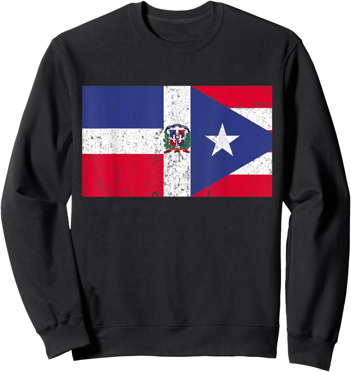 Puerto Rican And Dominican Shirt Pride Heritage Flag Sweatshirt - Sweatshirt | Black