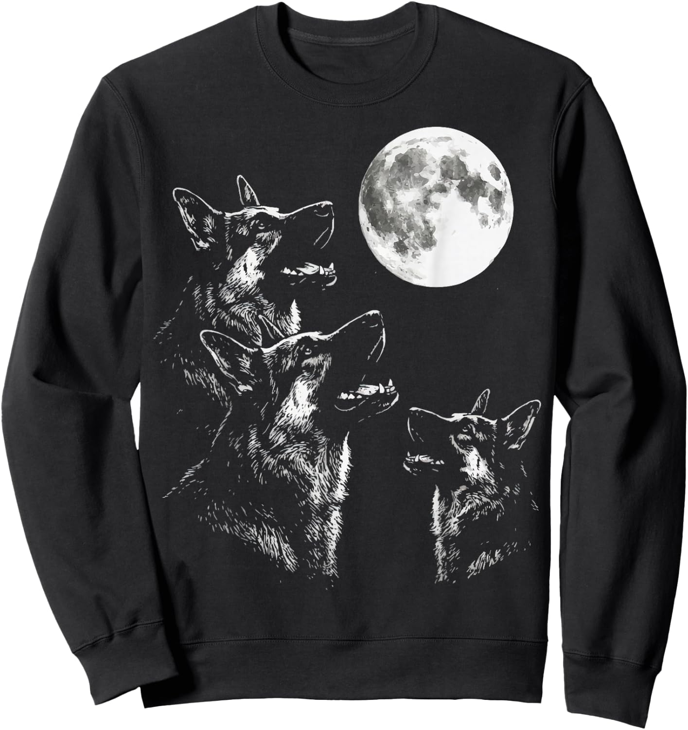 German Shepherd Howling At Moon Sweatshirt - Sweatshirt | Black