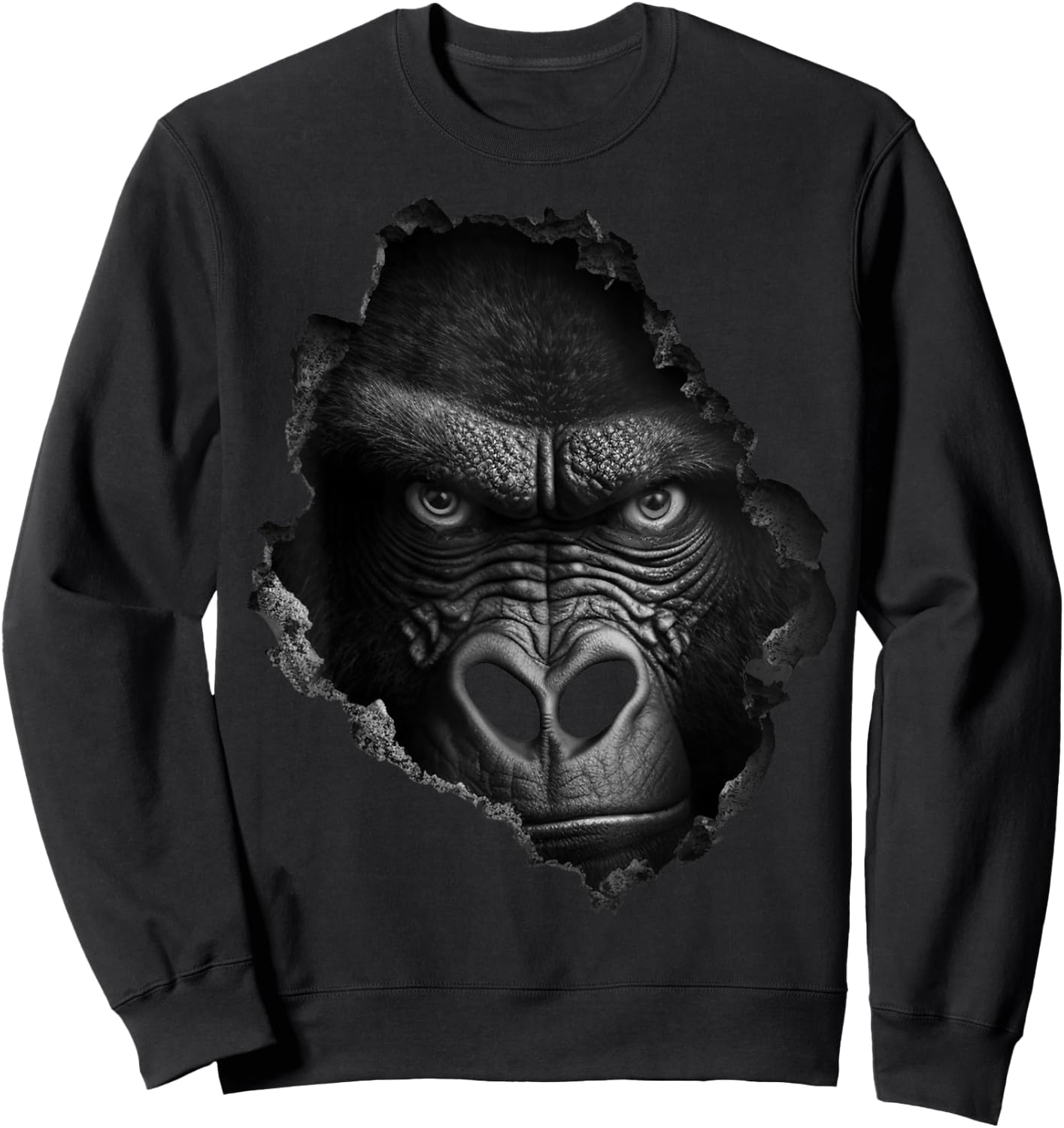 @n!mal Gorilla Gesicht Wand Tier Druck Kunst Tierliebhaber Gorilla Damen & Herren Schwarz Klein EU 38-40 Sweatshirt - Sweatshirt | Black