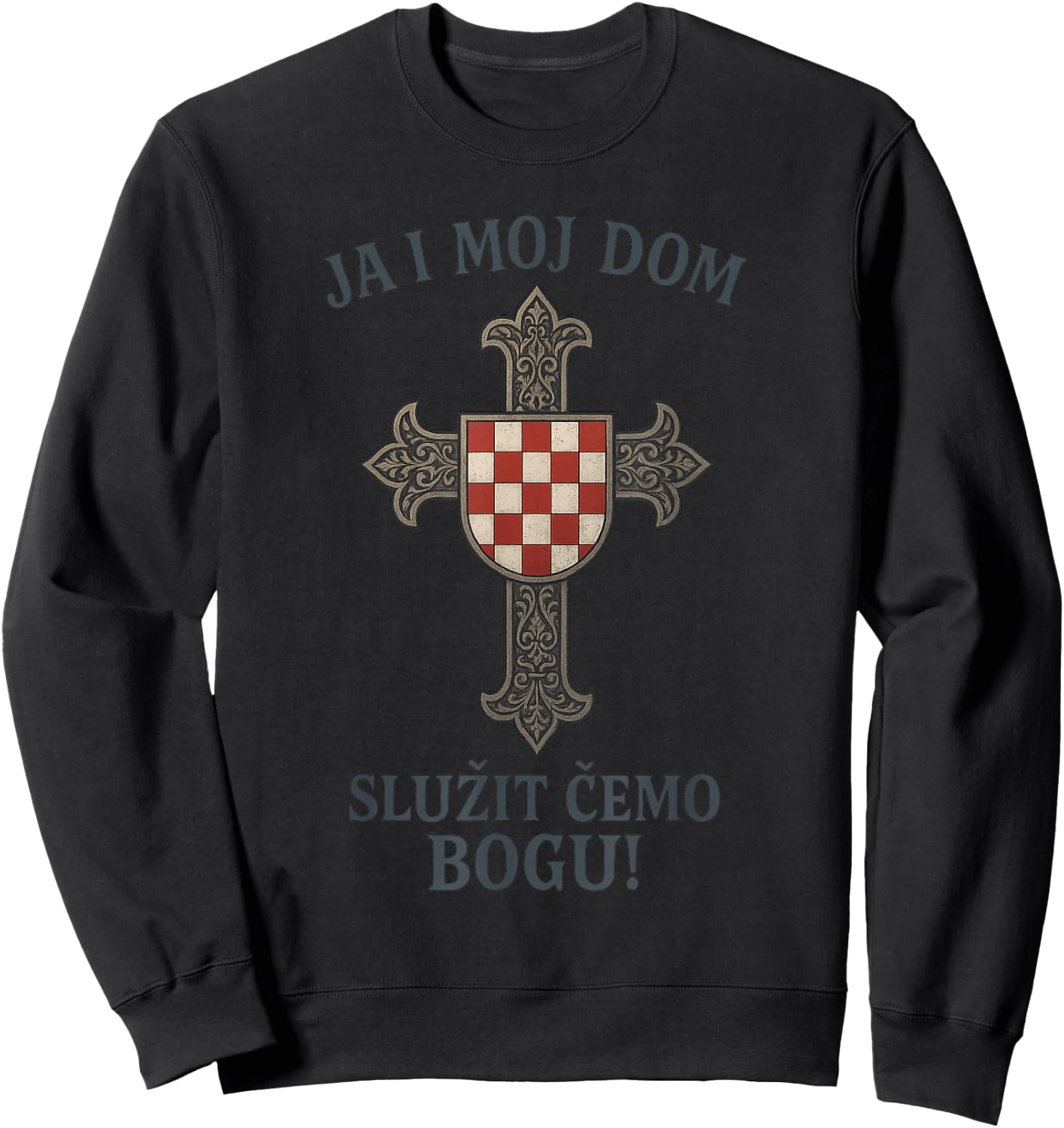 Christliches Kroatisches Kreuz | Hrvatska | Kroatien Sweatshirt - Sweatshirt | Black