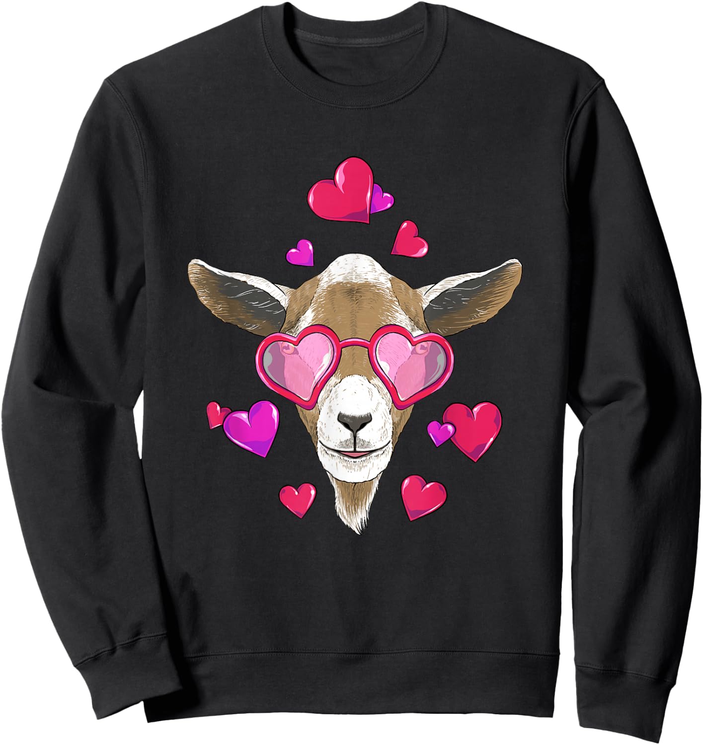 Valentines Goat - Farm Animal Lover Goats Rancher Farming Sweatshirt - Sweatshirt | Black