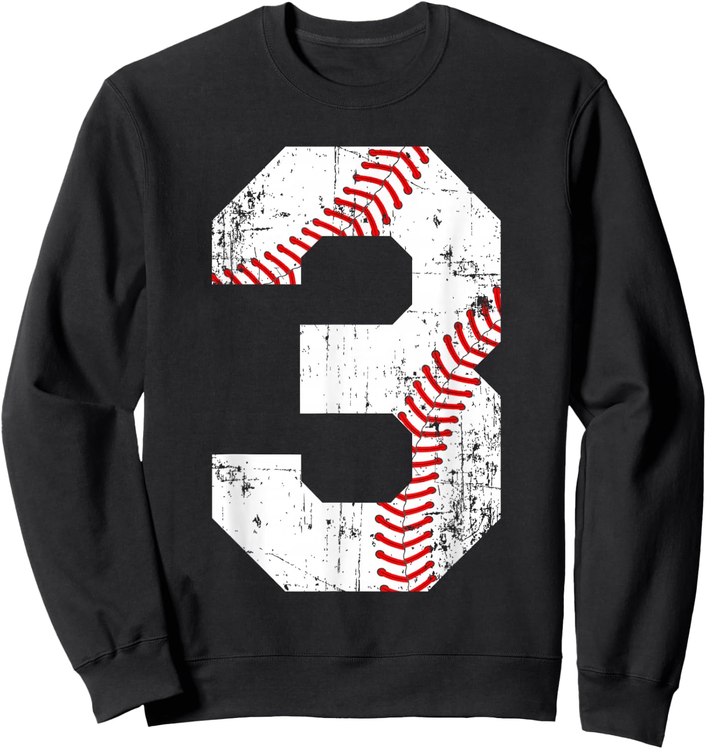 Vintage Baseball 3 Jersey Number Sweatshirt - Sweatshirt | Black