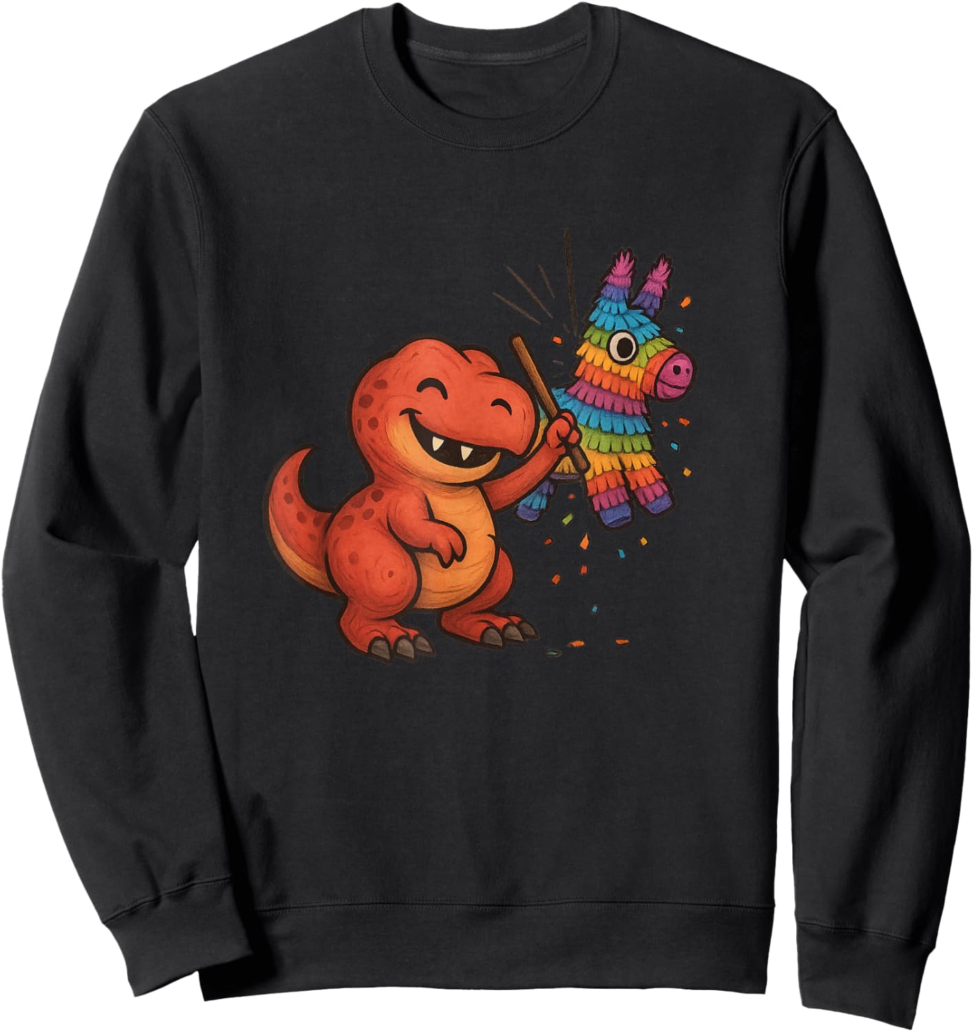Dinosaur Piñata Smash – Fun Birthday Party - T-Rex Sweatshirt - Sweatshirt | Black
