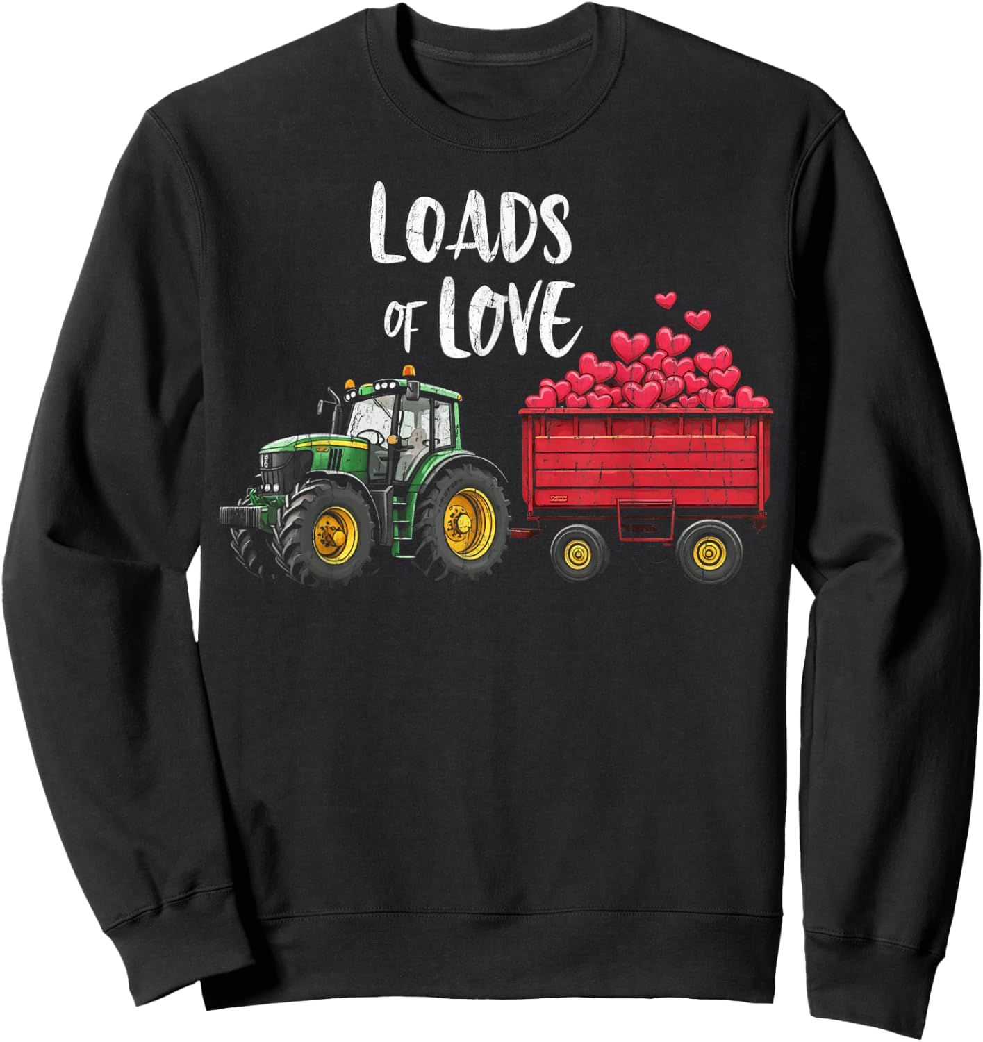 Valentines Day for Toddler Boys Tractor Loads of Love Sweatshirt - Sweatshirt | Black